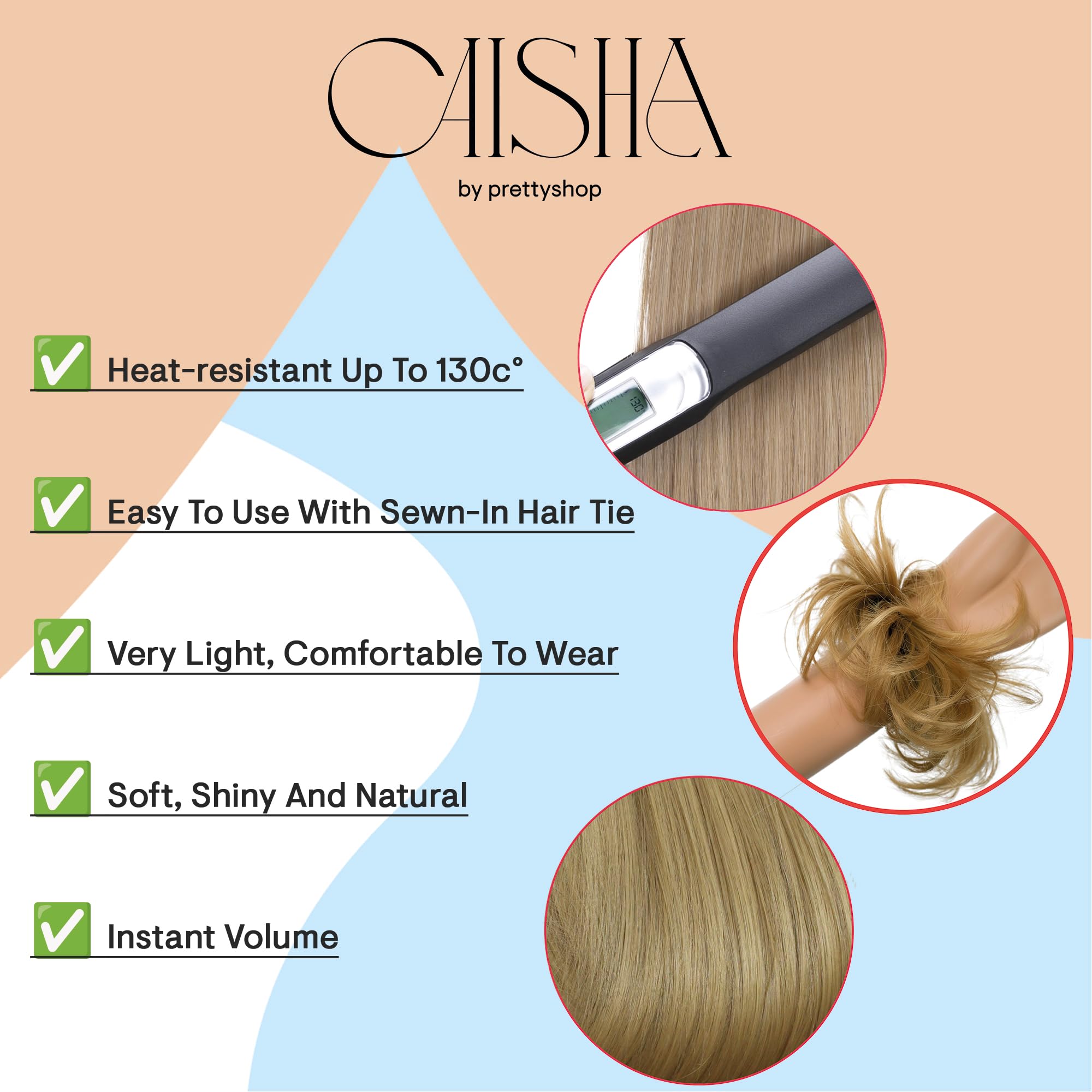 Brown # 4A G2C : PRETTYSHOP Scrunchy Scrunchie Bun Up Do Hair Piece Hair Ribbon Ponytail Extensions Wavy Messy Brown # 4A G2C