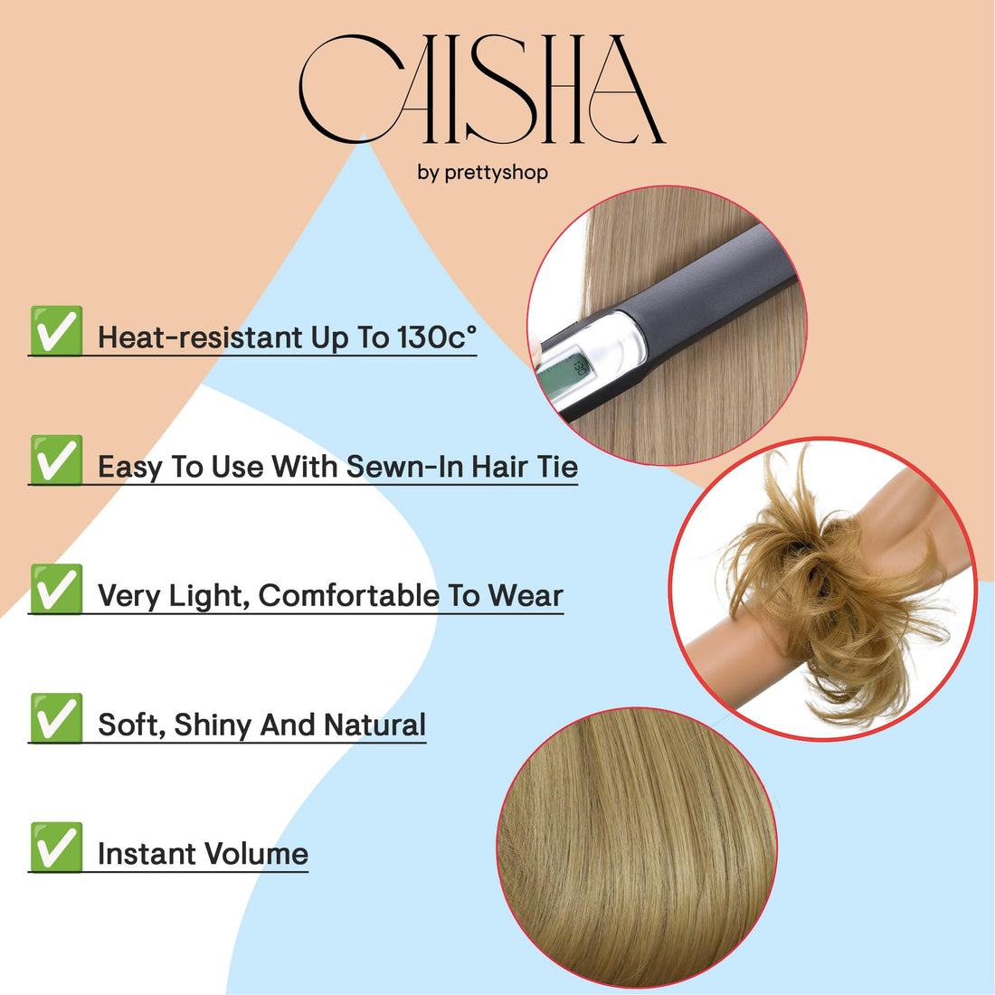 Scrunchy Scrunchie Bun Up Do Hairpiece Hair Ribbon Ponytail Extensions Wavy Curly or Messy various/diverse colours (bleach blonde #613/88)