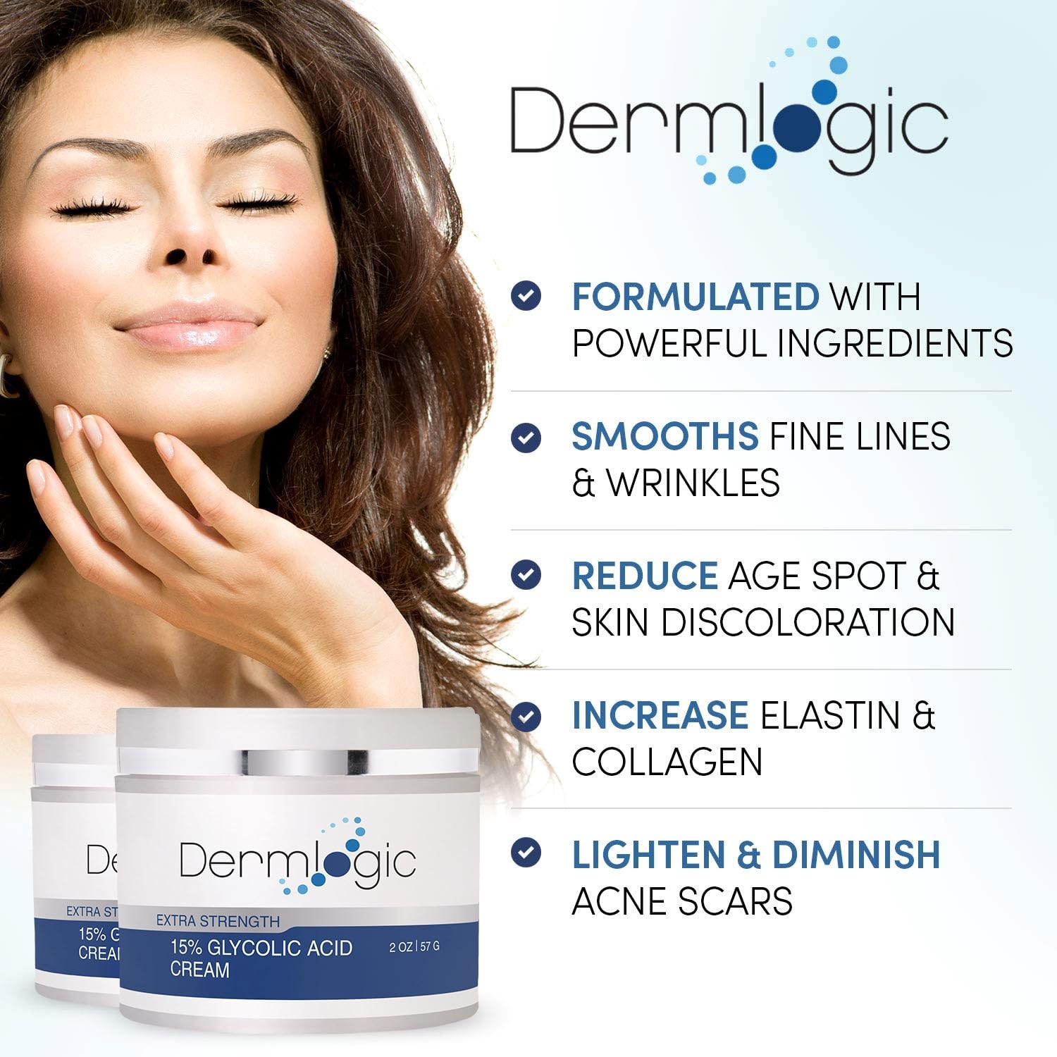 Glycolic Cream 15% - Natural Anti Aging Exfoliator to Smooth Away Fine Lines & Wrinkles & Improve a Dull Looking Complexion. Includes A.H.A & Green Tea Moisturizer for Face & Body.