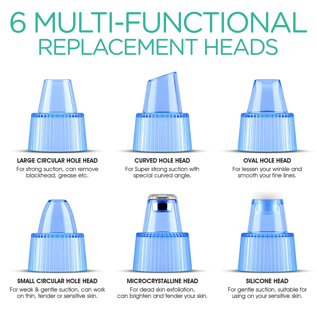 VOYOR Blackhead Remover Vacuum Suction Facial Pore Cleaner Electric Acne Comedone Extractor Kit with 4 Suction Head for Women and Men Black Heads Extraction BR410