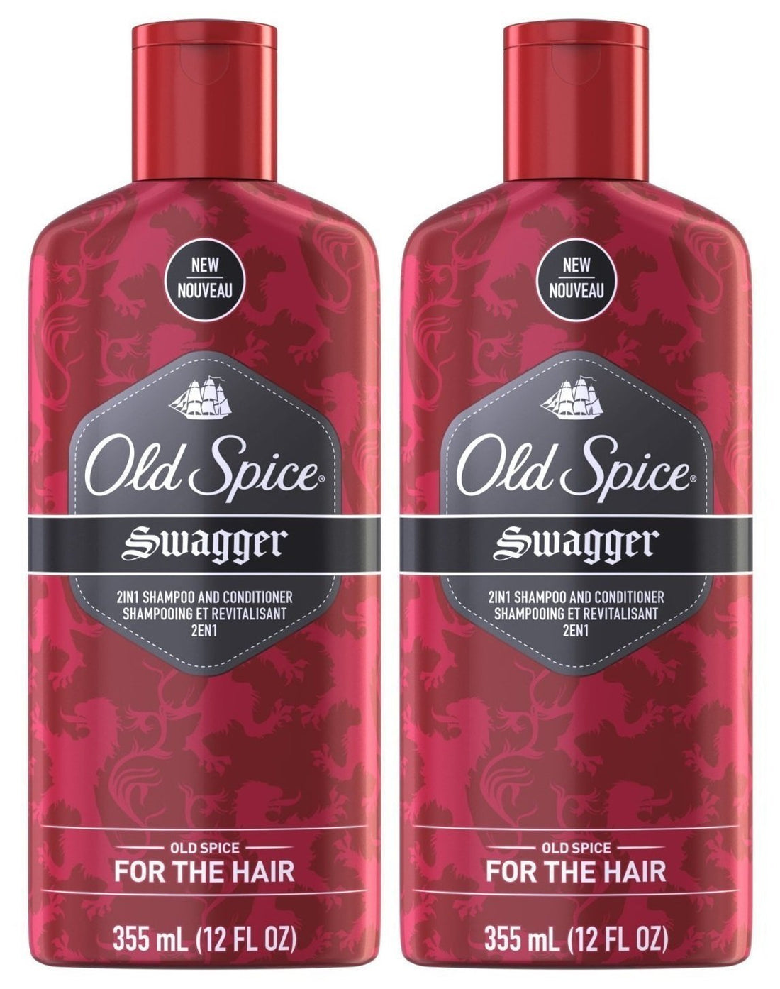 Old Spice Hair Care - Swagger - 2 in 1 Shampoo & Conditioner - Net Wt. 12 FL OZ (355 mL) Each - Pack of 2
