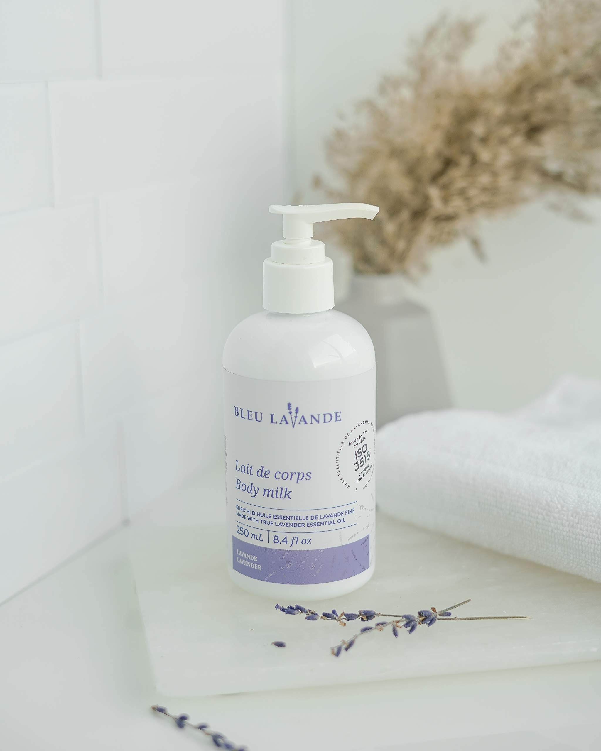 Bleu Lavande - Natural Lavender body milk - Made with Certified Premium & 100% Pure True Lavender Essential Oil - Soothing, Cruelty-free and Vegan - No Artificial Fragrances - 8.4 Fl Oz