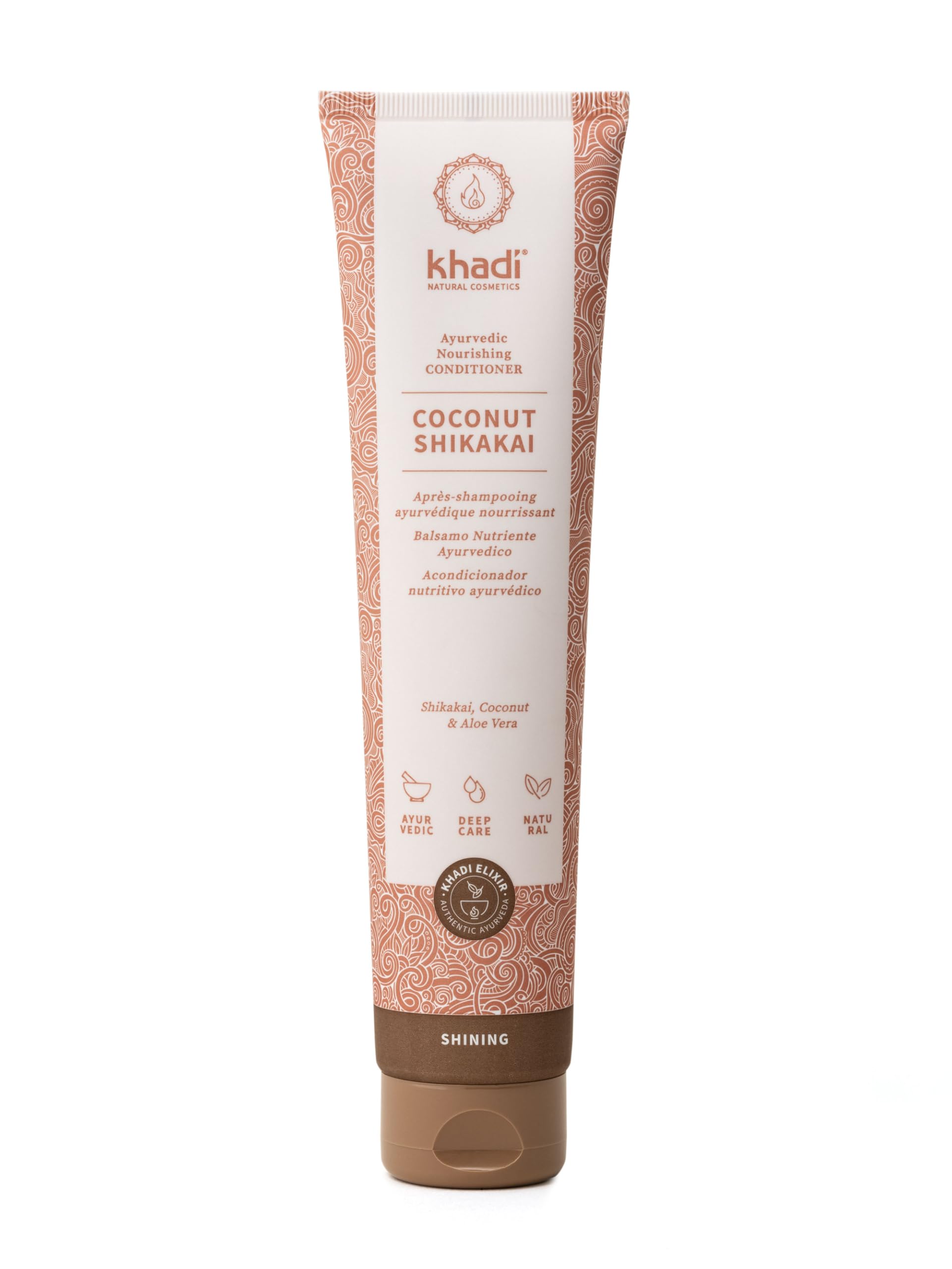 KHADI COCONUT SHIKAKAI Ayurvedic conditioner, 100% natural, silicone-free, Coconut & Shikakai rich conditioning, silky shine, reduces frizz & defines curls, vegan hair care organic beauty 6.7 oz