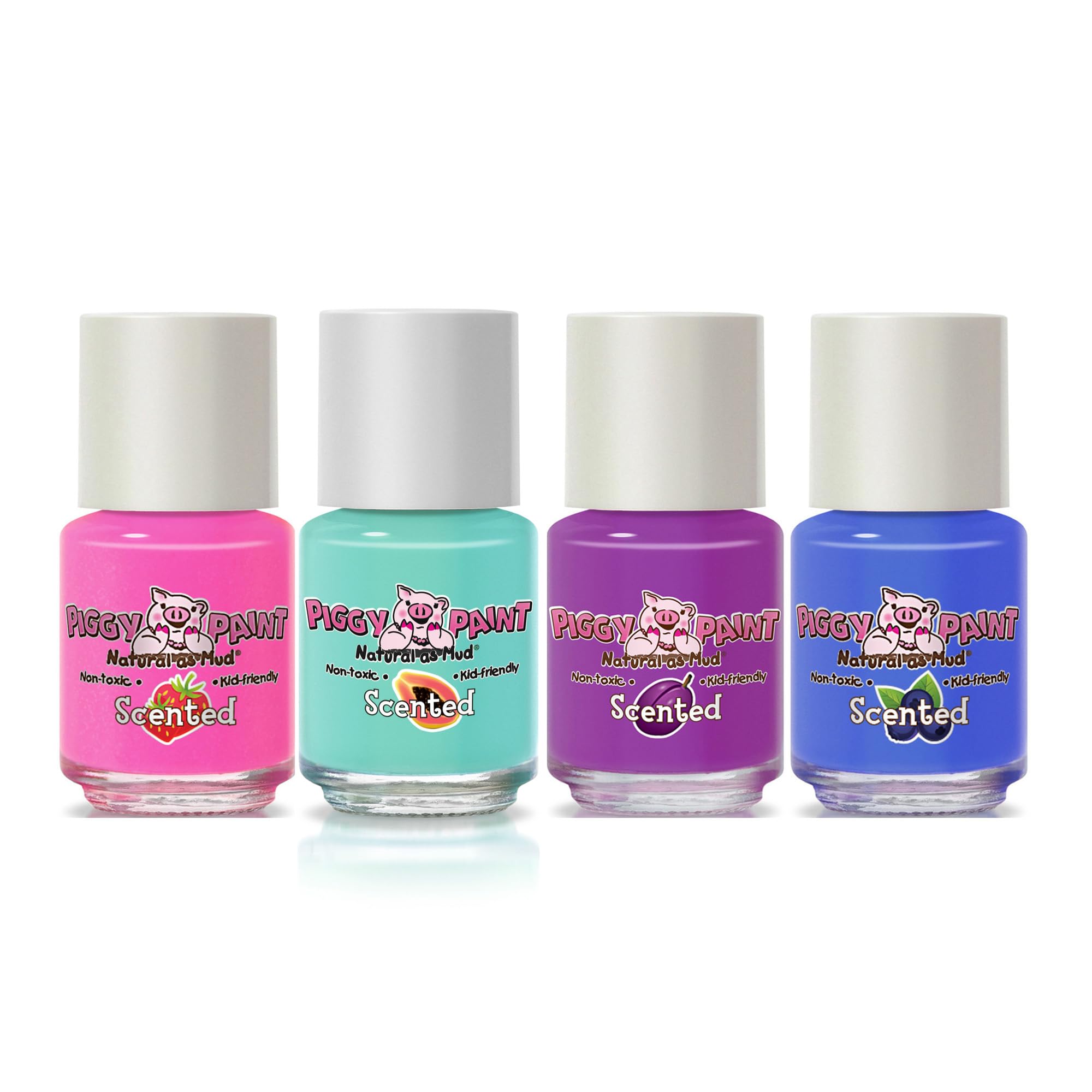 Piggy Paint - 100% Non-toxic Girls Nail Polish, Safe, Chemical Free, Low Odor for Kids - 4 Polish Gift Set - Scented Fruit Fairy
