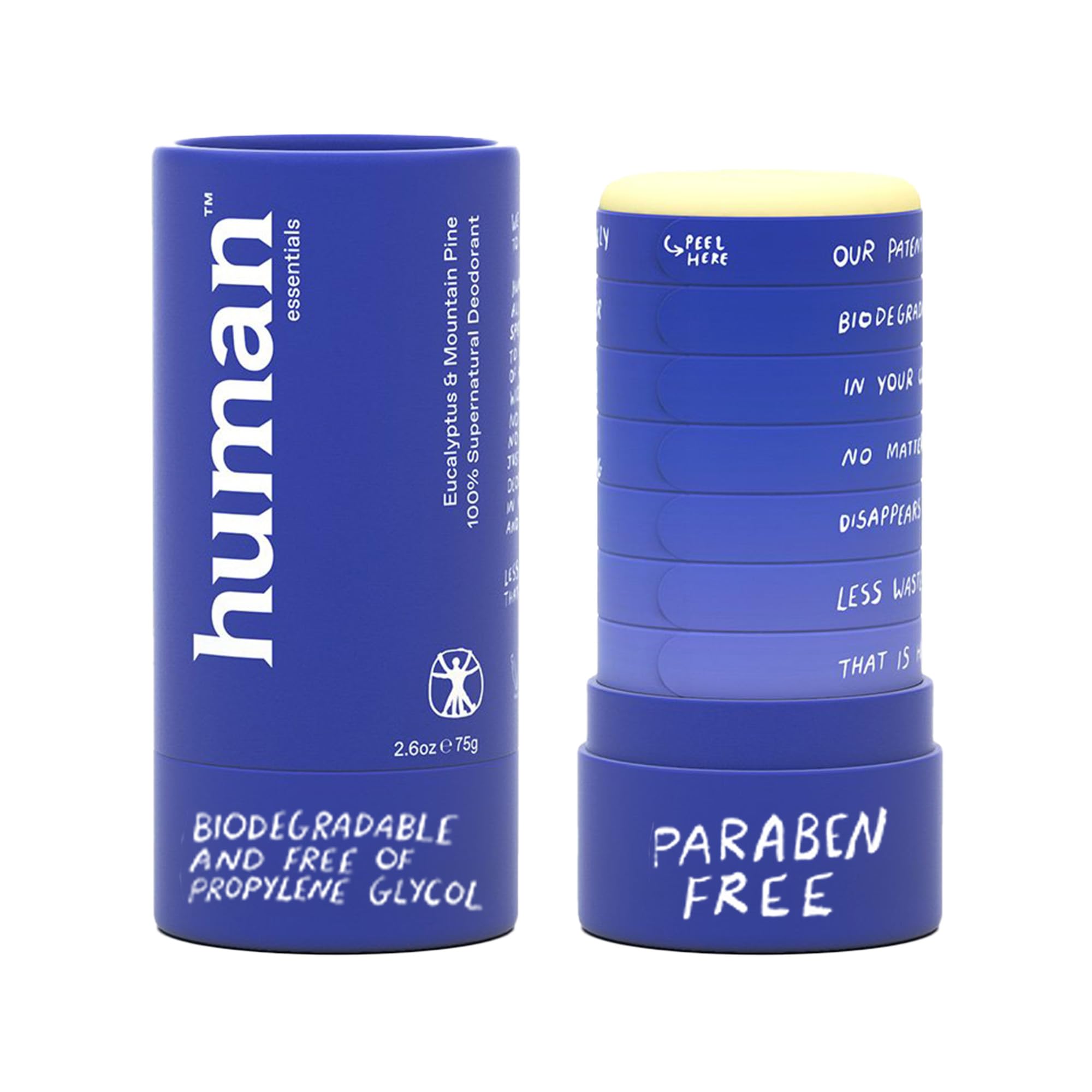 Human Essentials Natural Deodorant | Alumium Free, Plant-Based, Baking Soda & Plastic Free | Long-Lasting Protection for Sensitive Skin | Vegan and Eco-Friendly MADE IN USA