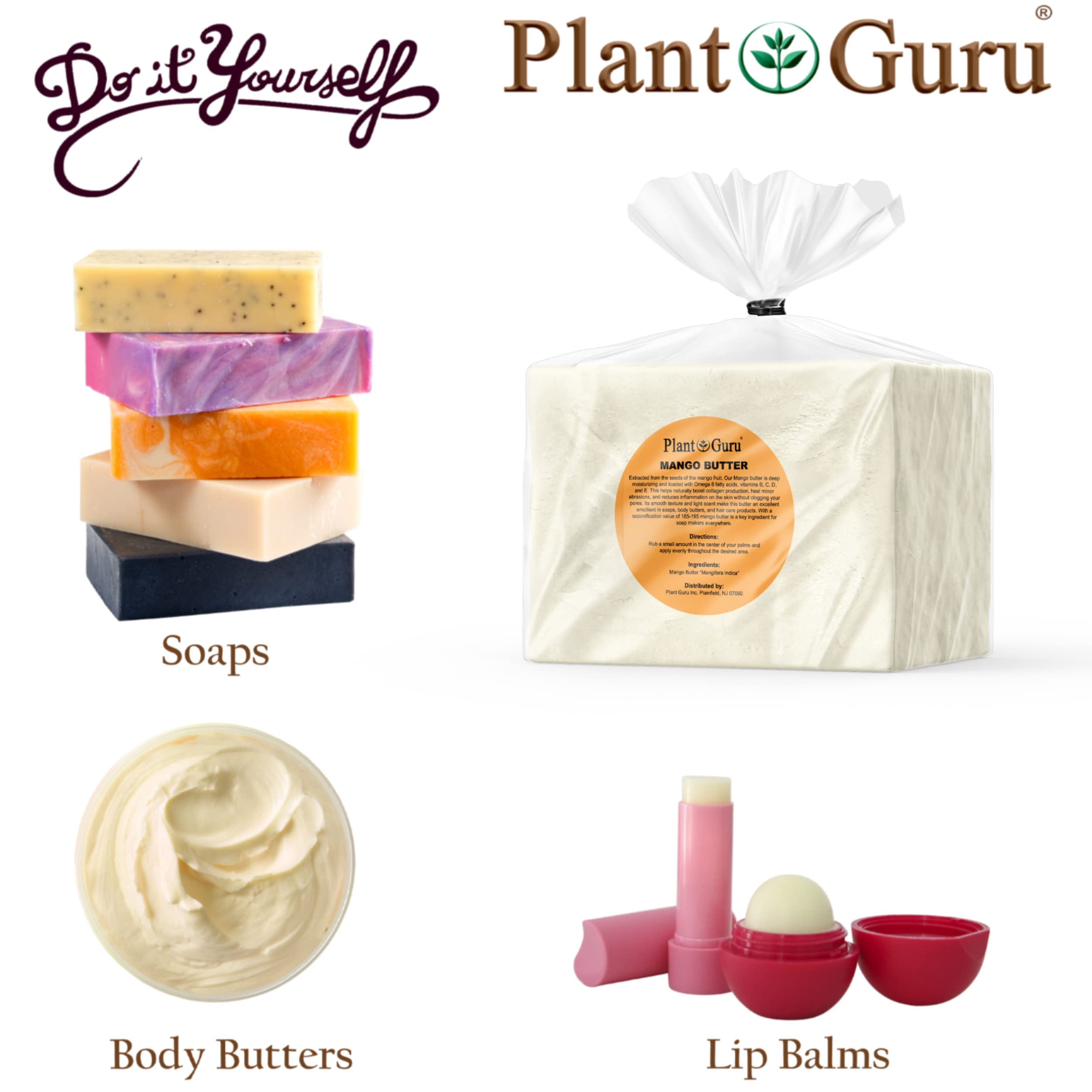 Raw Mango Butter 4 oz 100% Pure Natural Cold Pressed. Skin Body and Hair Moisturizer, DIY Creams, Balms, Lotions, Soaps.