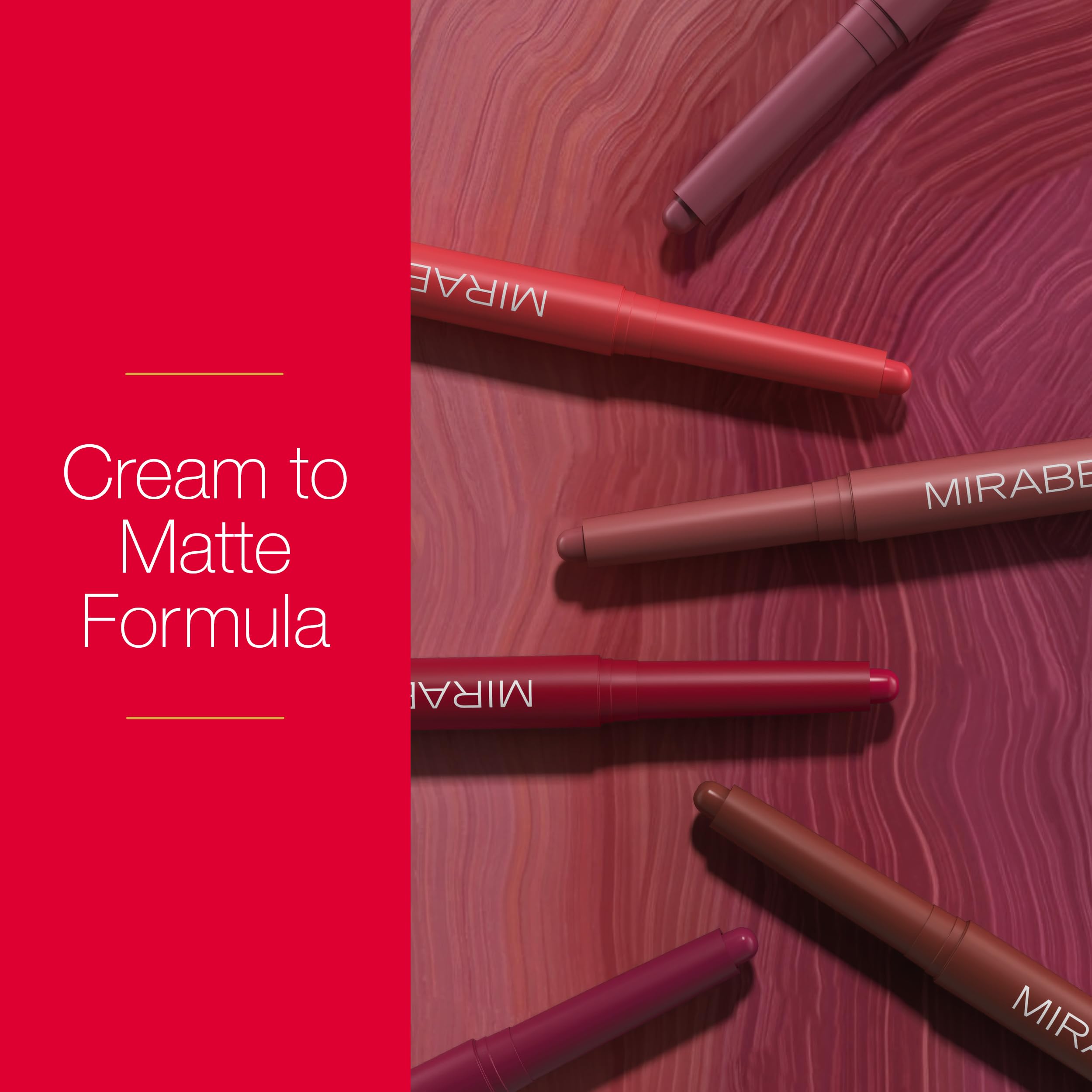 Mirabella Velvet Matte Lip Crayon - Long Lasting Lipstick Crayon & Lip Liner - Retractable, Highly Pigmented Lip Tint & Moisturizing Antioxidant Formula - Gameday Red