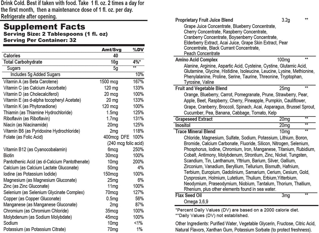 Wellgenix Balanced Essentials Plus New Formula - Berry Flavor 32oz (Pack of 2) - Liquid Vitamin - Complete Multivitamin Supplement - Immune Boosting & Overall Health - Adults, Kids, Toddlers