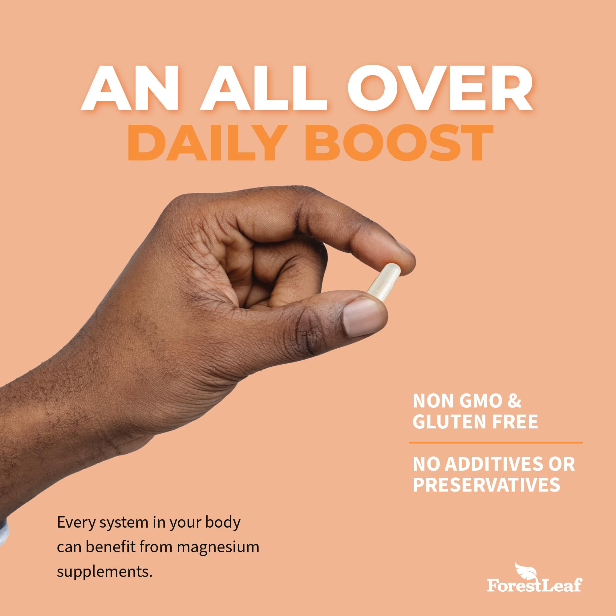 ForestLeaf Magnesium Complex 500mg - Magnesium 500mg Capsules - Magnesium Supplement 500 mg - Magnesium for Sleep, Magnesium for Constipation - Magnesium Supplement for Women (120 Ct)