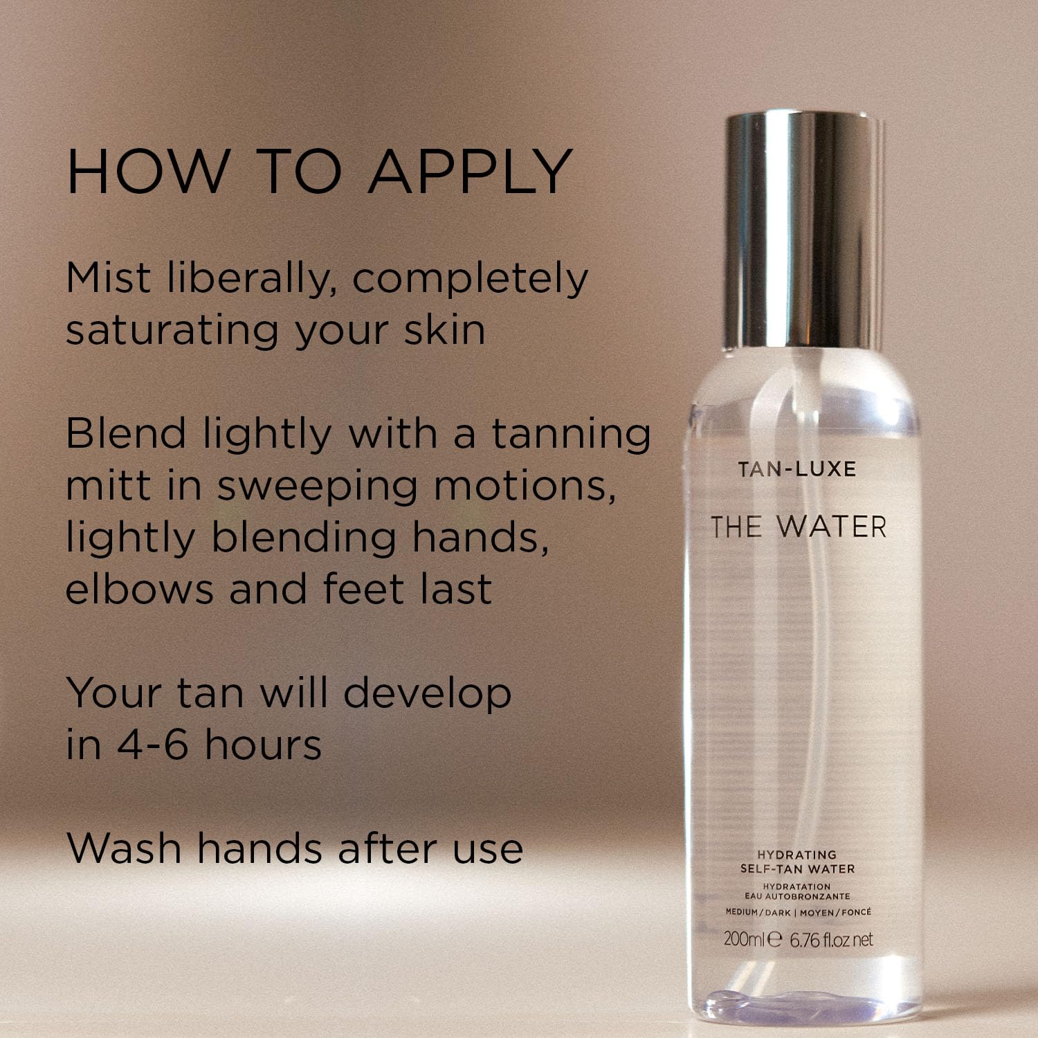 TAN-LUXE The Water - Hydrating Self-Tan Water, 200ml - Cruelty & Toxin Free - Light/Medium