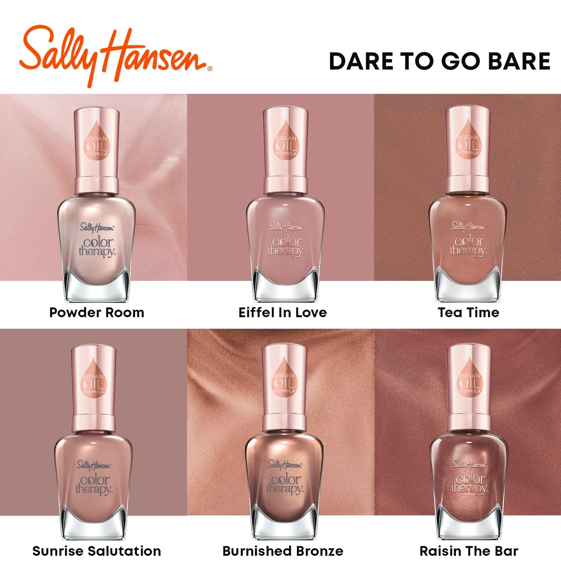 Sally Hansen Color Therapy Nail Polish, Raisin the Bar, Argan Oil Formula.5 Oz, Nail Polish, Color Nail Polish, Nail Strengthener, Strong Nails, Nail Treatment, Growth Treatment