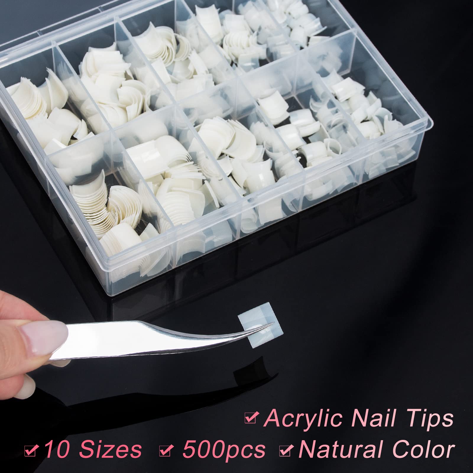 Short Nail Tips - Buqikma 500PCS French Short Style Nail Tip Natural Acrylic Nail Tips 10 Sizes False Nails for Nail Art Salon (Natural)