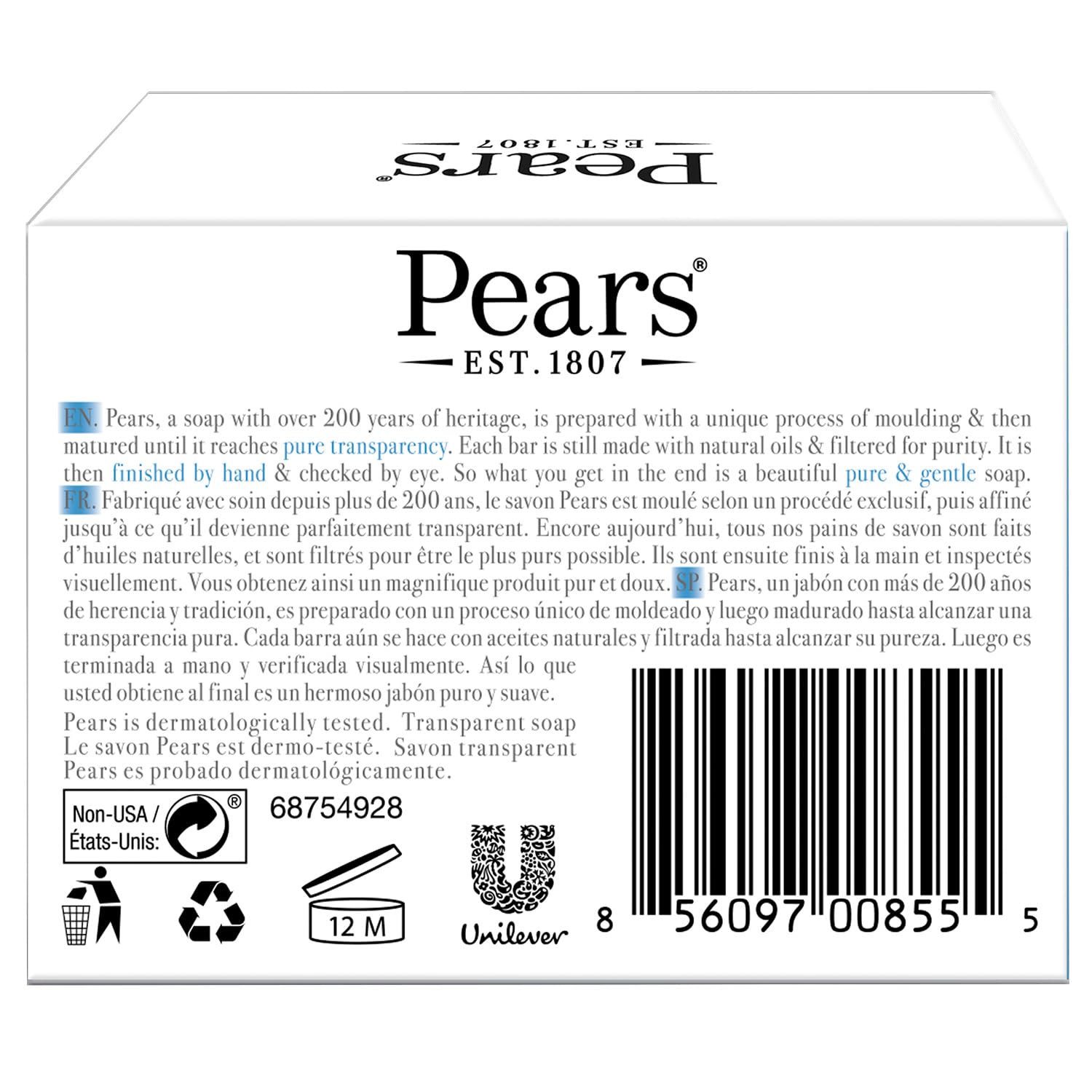 Pears Soap with Mint Extract (Lot of 12)
