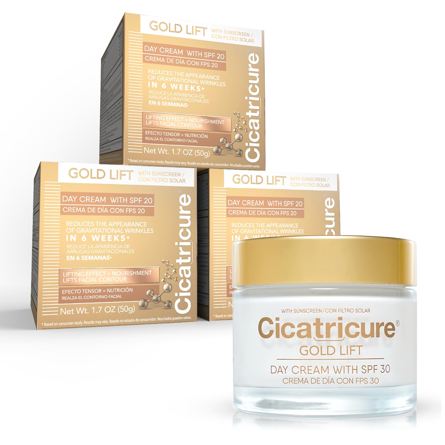 CICATRICURE GOLD LIFT DAY CREAM THREE PACK