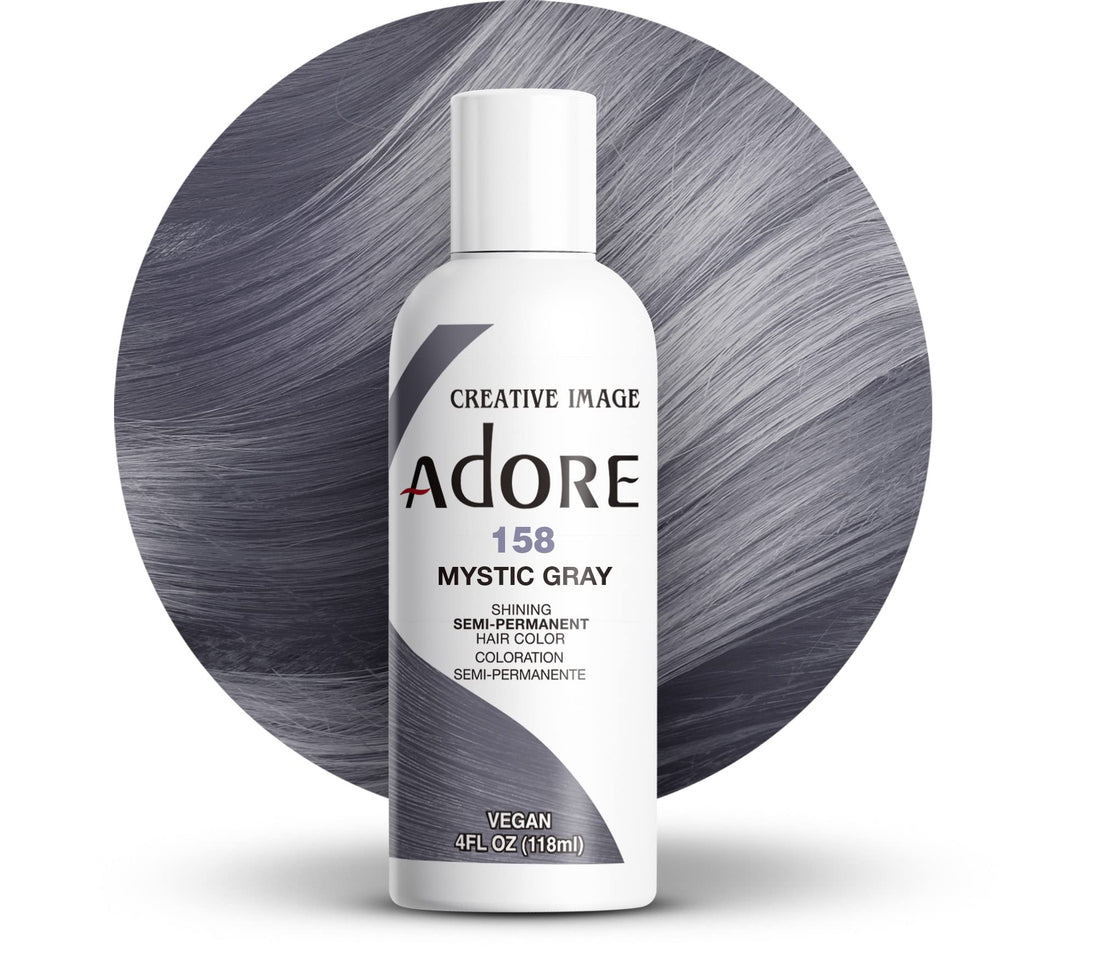 Adore Semi Permanent Hair Color - Vegan and Cruelty-Free Gray Hair Dye - 4 Fl Oz - 158 Mystic Gray (Pack of 1)