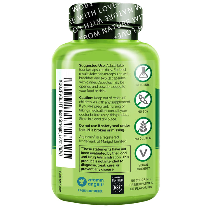 NATURELO Calcium Supplement - with Vitamin C, Vitamin D3, K2, and Calcium Magnesium Zinc for Bone Strength with Calcium 600mg - Plant-Based, 120 Vegetarian Capsules, Non-GMO, Soy & Gluten-Free
