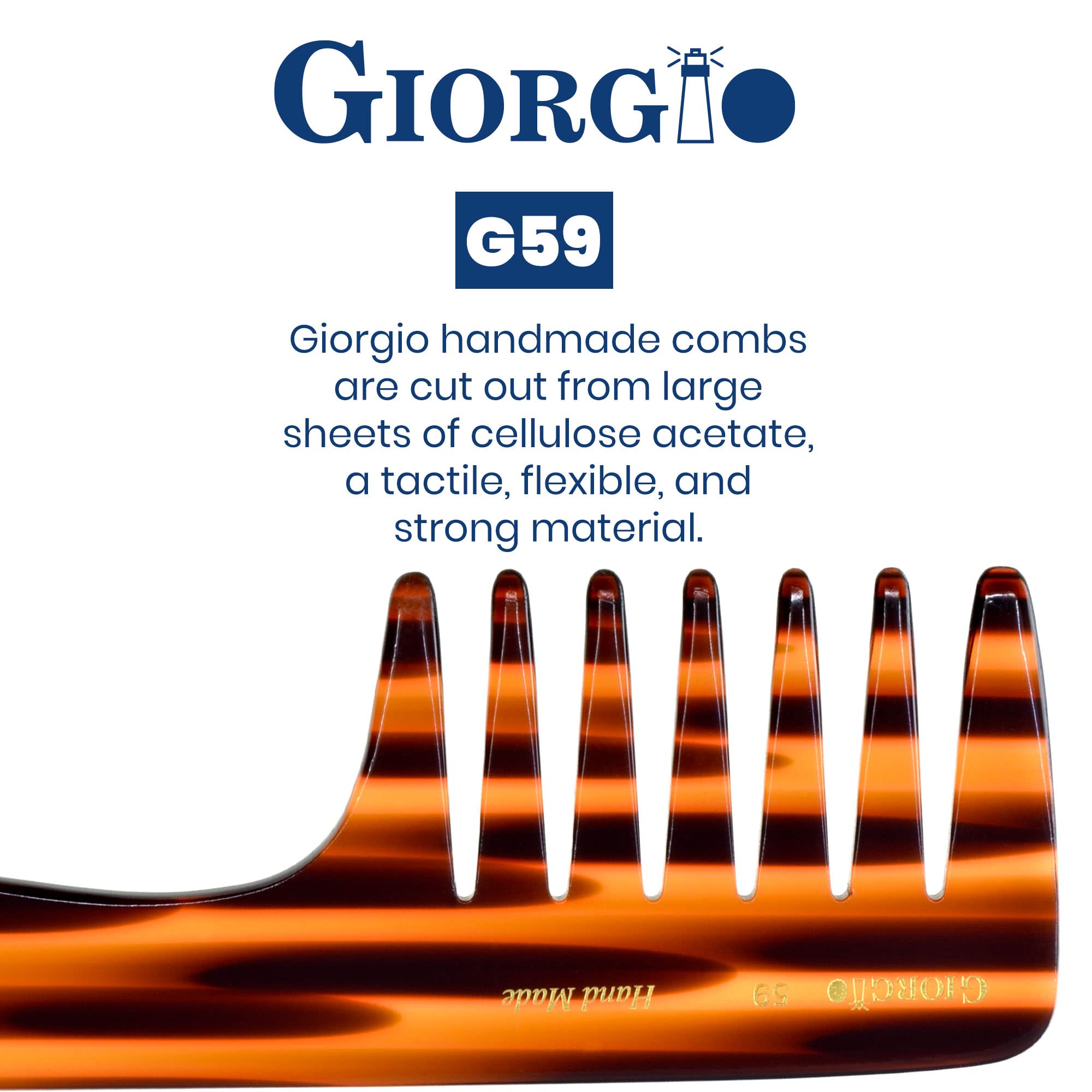 Giorgio Hand Made Flexible Comb 7-1/4 Long (Tortoise G59) by GWL