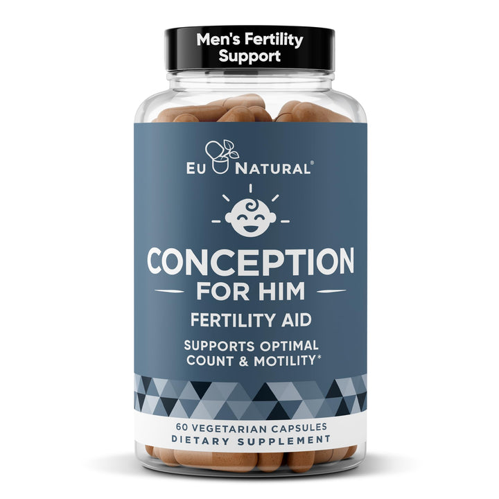 Conception For Him – Fertility Supplements for Men, Male Fertility Booster & Prenatal – Optimal Sperm Count, Motility Strength – Ashwagandha, Folate Folic Acid,Magnesium & Zinc – 60 Veg Soft Capsules
