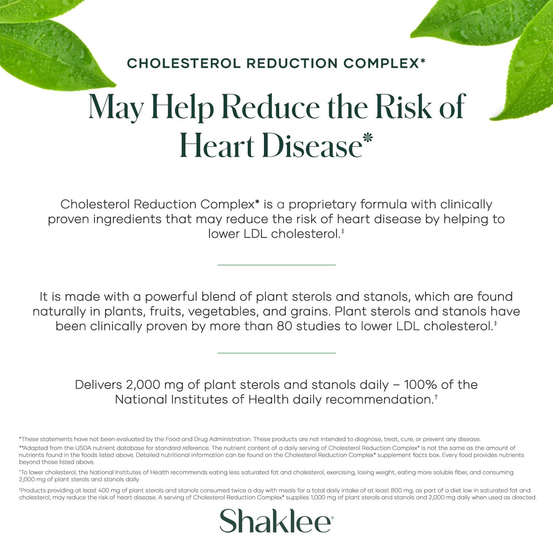 Shaklee - Cholesterol Complex: Plant-Based Formula for Cardiovascular Wellness- 120 Tablets