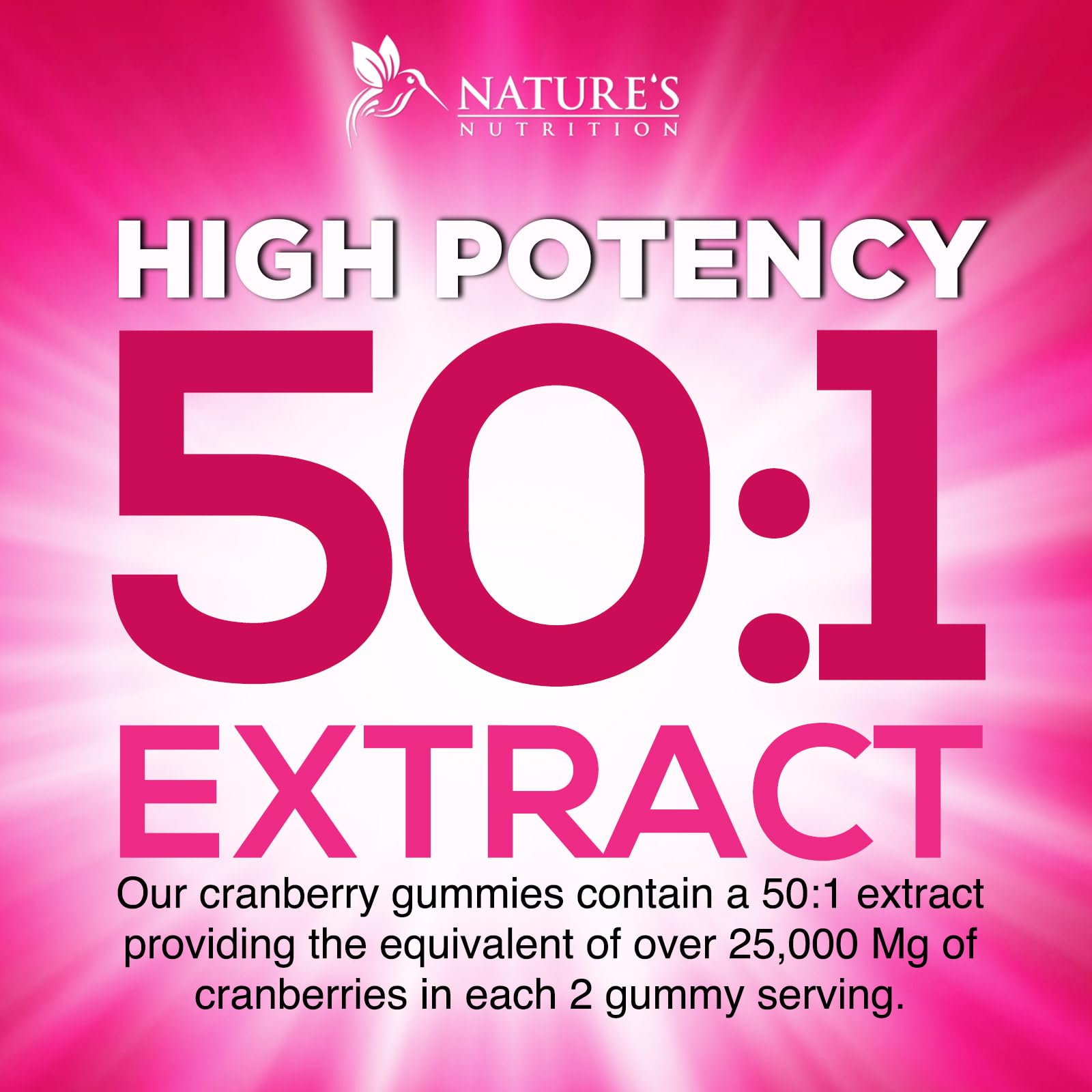 Cranberry Supplement Gummies + Vitamin C - Made with 25,000mg 50:1 Cranberry Extract to Help Cleanse and Protect The Urinary Tract, Nature's Chewable Cranberry Pills for Women, Non-GMO - 60 Gummies
