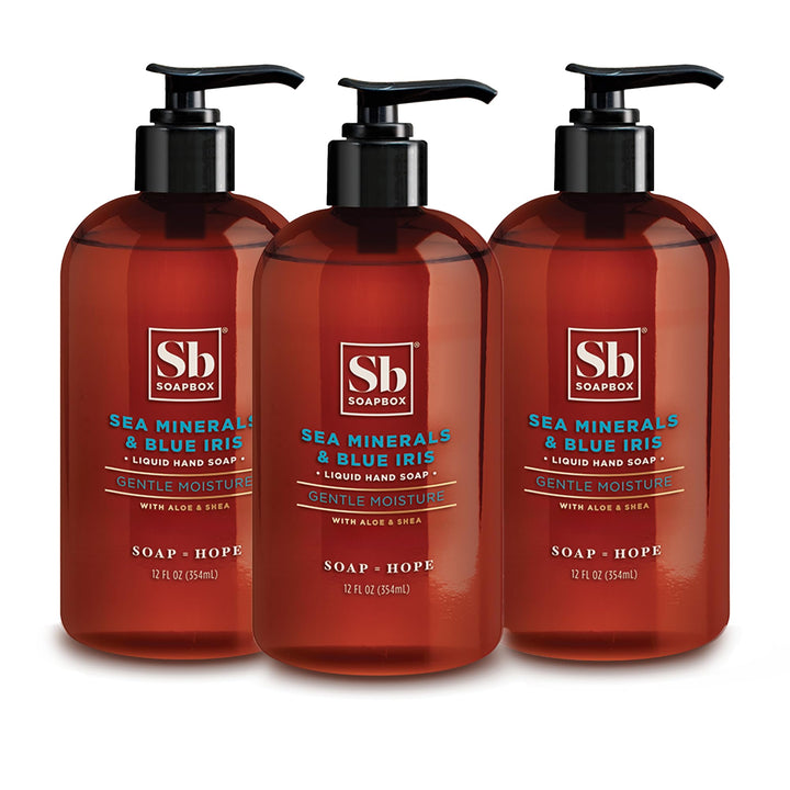 SoapBox Soaps Hand Soap, Sea Minerals & Blue Iris, 3 Count