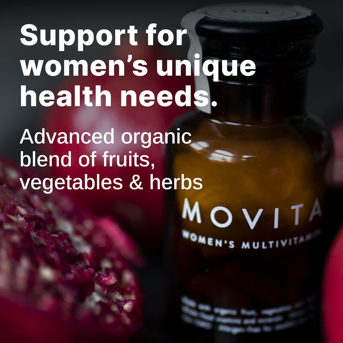 Movita Women’s Daily Multivitamin - Organic Fermented Whole Foods for Enhanced Energy, Immunity & Vitality - Vegan, Gluten-Free, Non-GMO - 30-Day Supply (Eco-Friendly Refill Pouch)