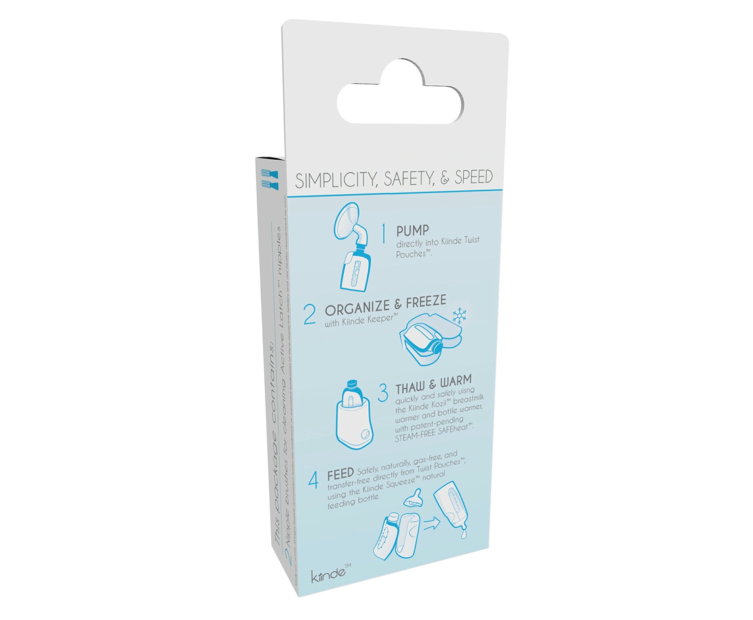 Kiinde Twist Pouch 2-Piece Baby Bottle Nipple Brush Set for All Brands/Parts