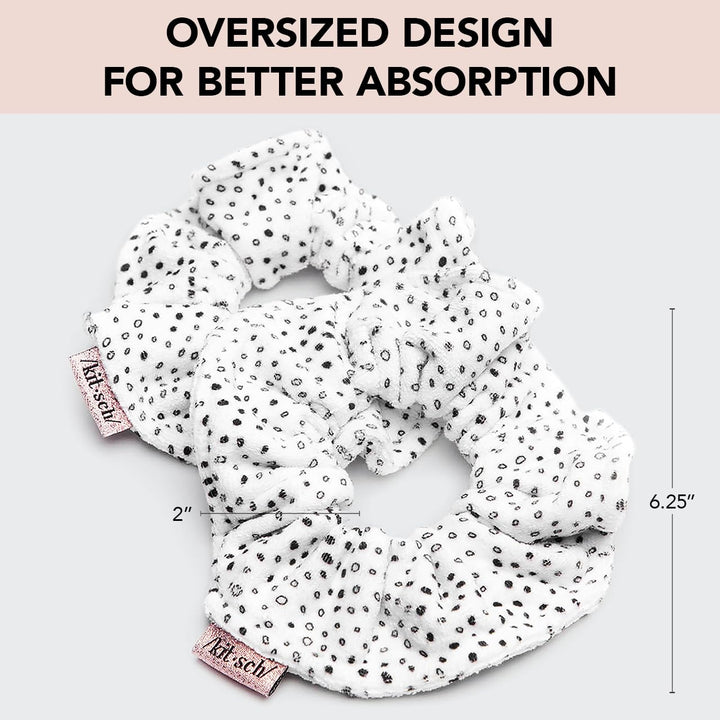 Kitsch Soft Microfiber Towel Scrunchies for Hair, Frizz Free, Heatless Hair Drying Scrunchies, 2 pack (Dot)