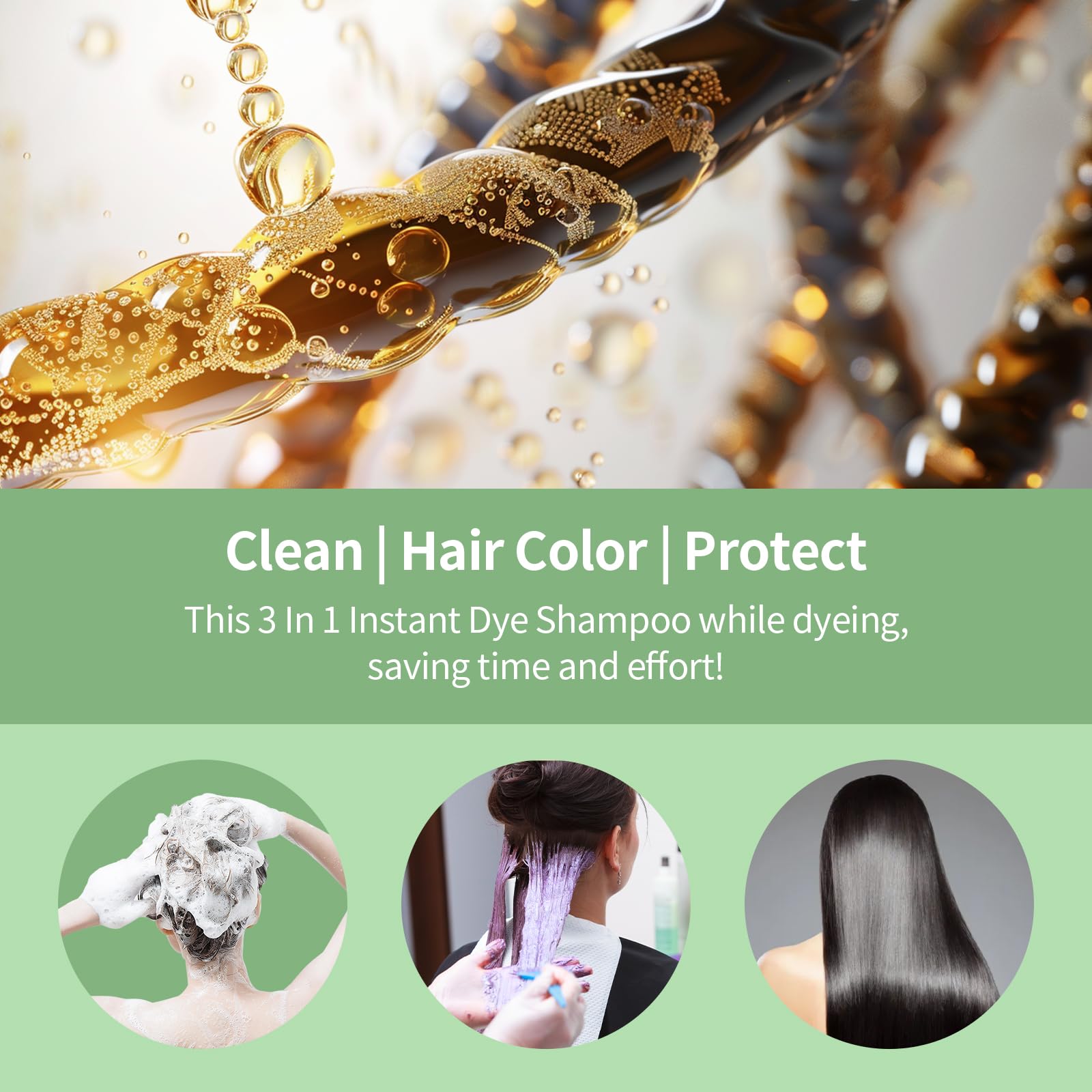 Callmynm Hair Dye Shampoo for Gray Coverage, 3 In 1 Natural & Long-Lasting Hair Color Shampoo, Easy to Use at home, Champu Para Canas, Herbal Treated for Men Women,16.9 fl.oz (Silver Gray)