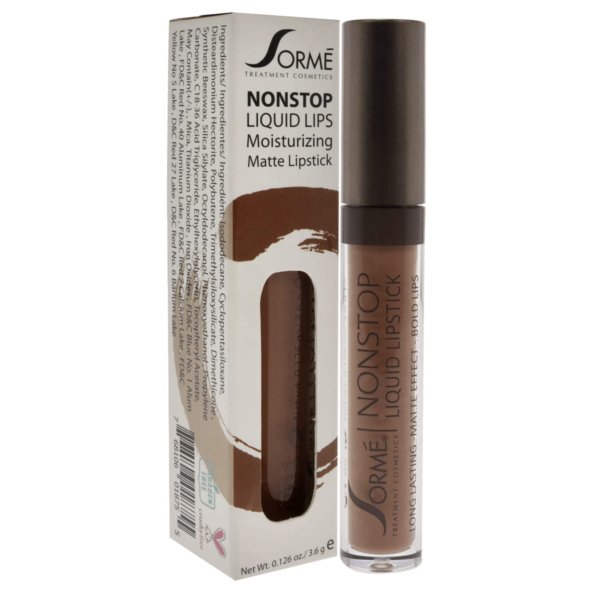Sorme Cosmetics Nonstop Liquid Lipstick, Ribbon 271, 0.126 Fluid Ounce