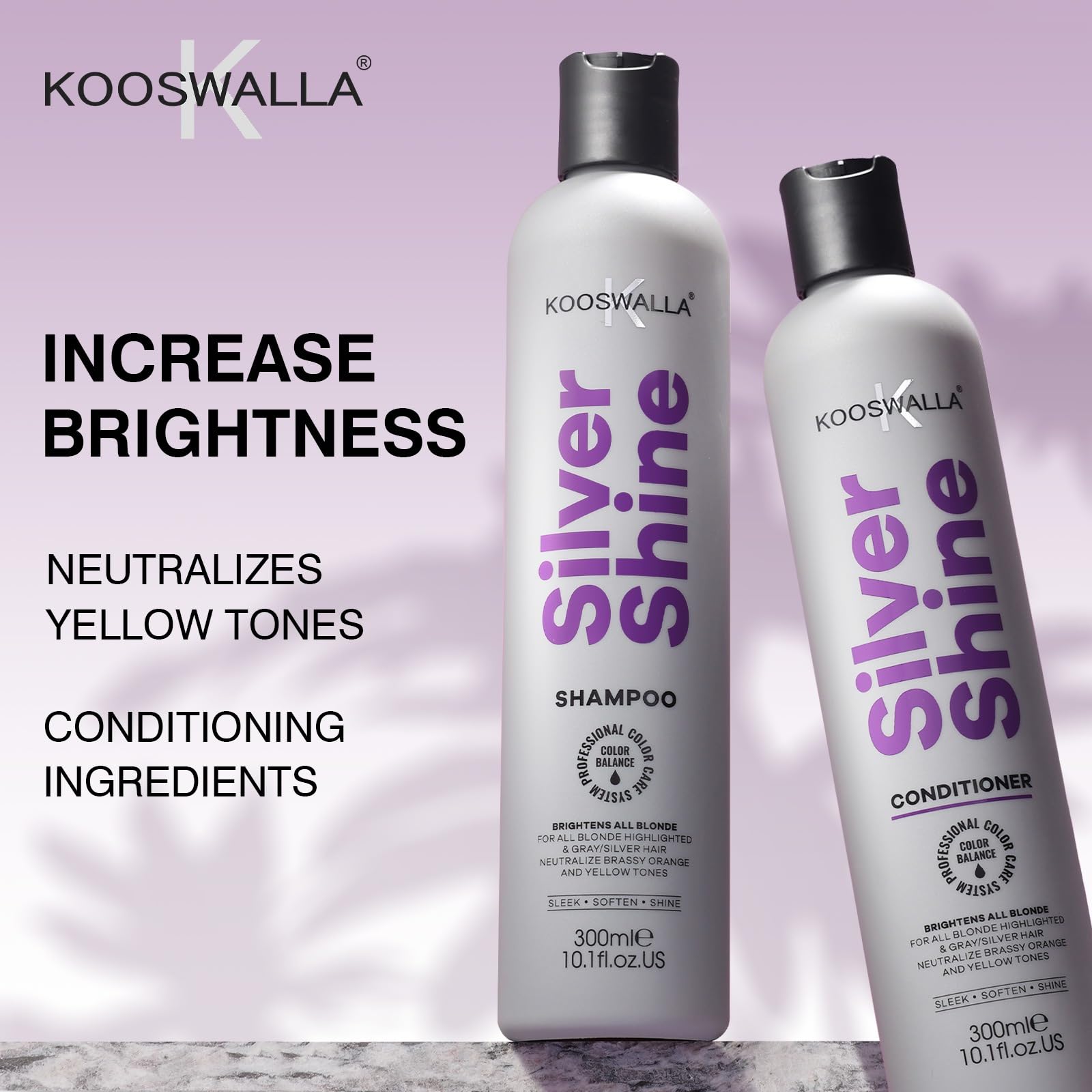KooSwalla Purple Conditioner for Blonde & Silver Hair, Neutralizes Yellow Brass Tone, Moisturizing & Nourishing Formula, Sulfate-Free, Paraben-Free 10.1 fl.oz
