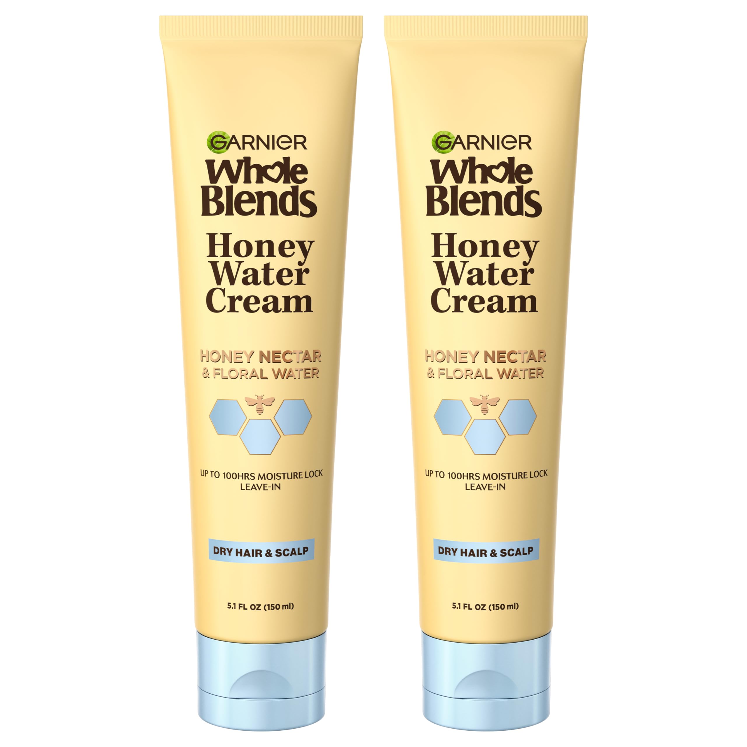 Garnier Whole Blends Honey Water Cream, 100 Hours Moisture Lock, Dry Hair, Scalp, Honey Nectar and Floral Water, Pack of 2