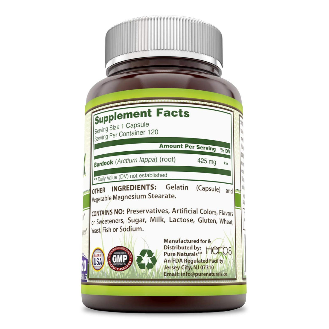 Pure Naturals Burdock Root 425mg 120caps