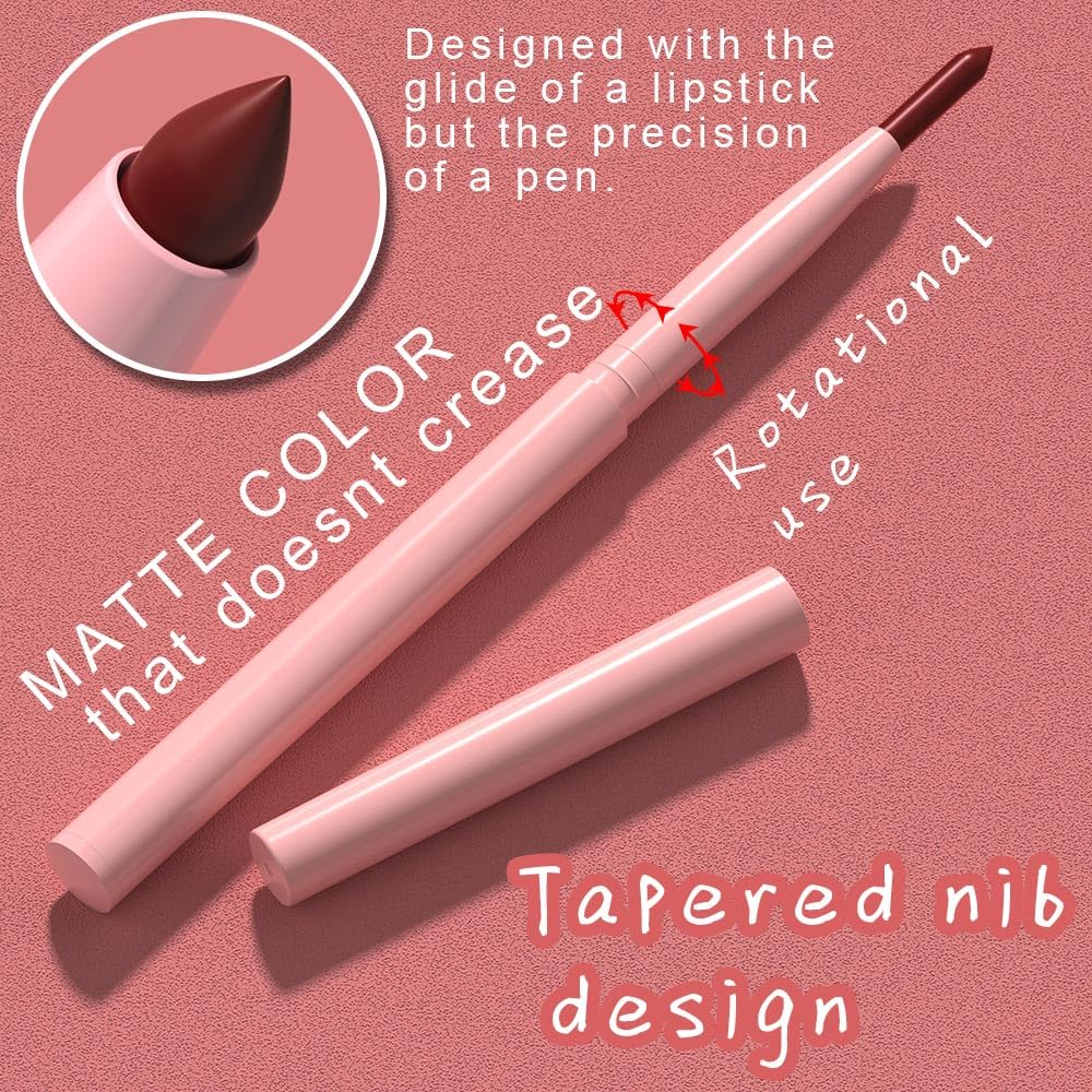 Kaely Matte Velvet Lip Liner Pencils Retractable for Shaping & Sculpting Lips, Dark Red Lip Pencils for Women Long Lasting Waterproof Rich Lip Colors Liner Crayon Lipstick delineador de labios 11