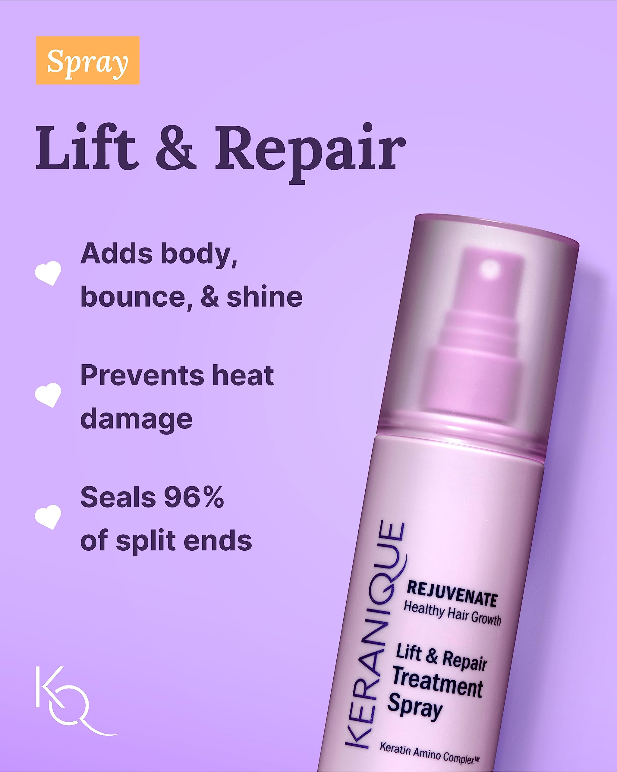 Keranique Hair Products Set for Thinning Hair - Volumizing Shampoo, Conditioner, Follicle Booster Serum, Spray for Fine Texture Boost, and Keratin Repair for Women