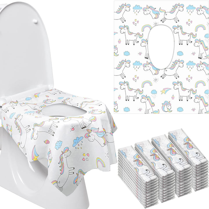 Mimorou 40 Pcs Toilet Seat Covers Disposable for Kid Toddler Extra Large Paper Potty Seat Cover Potty Training Liners Individually Wrapped Portable Toilet Seat Cover for Travel (Unicorn Style)