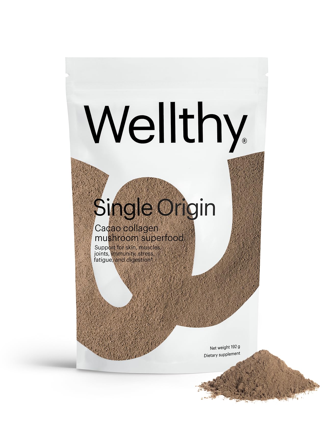 Wellthy Collagen Superfood Powder, Fights Stress & Fatigue, Cacao, Mushroom Powder - Organic Chaga & Reishi Extracts, Certified Organic Matcha, Allergen-Free & Non-GMO