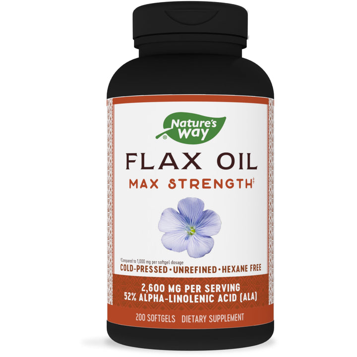 Nature's Way Flax Oil Max Strength‡, Supports Heart Health*, 200 Softgels