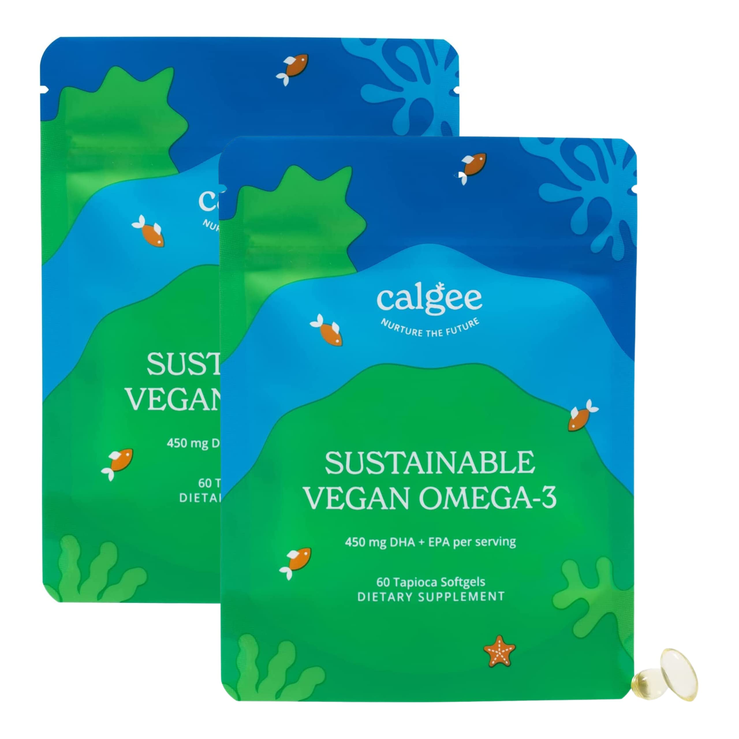 Calgee Vegan Omega 3-450mg DHA & EPA Fatty Acids - Sustainable Algae Oil - Plant-Based Fish Oil Alternative - Carrageenan-Free Softgels (120 Ct)