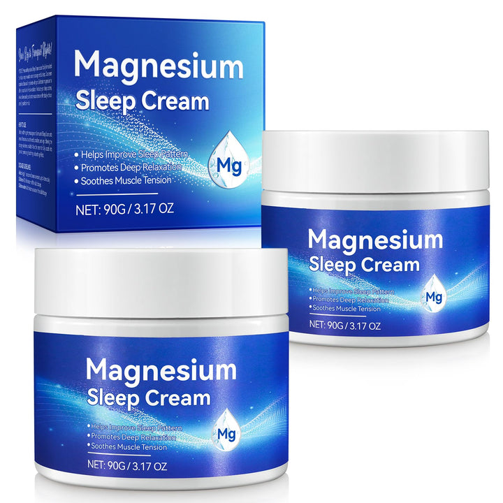 Qxmlucky Magnesium Cream for Sleep - Topical Magnesium Oil for Feet, Pure Premium Magnesium Lotion for Body with Vitamin E and Almond Oil for Muscle Soreness, 2pcs
