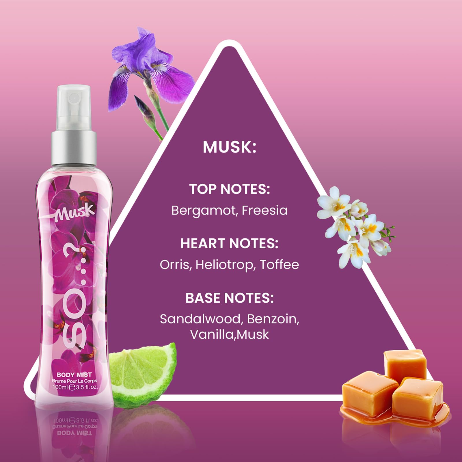 So… Musk Body Mist Woody Scent - Perfume for Women with Bergamot, Toffee, Vanilla Notes - Gifts for Women - Body Spray - 3.5 oz
