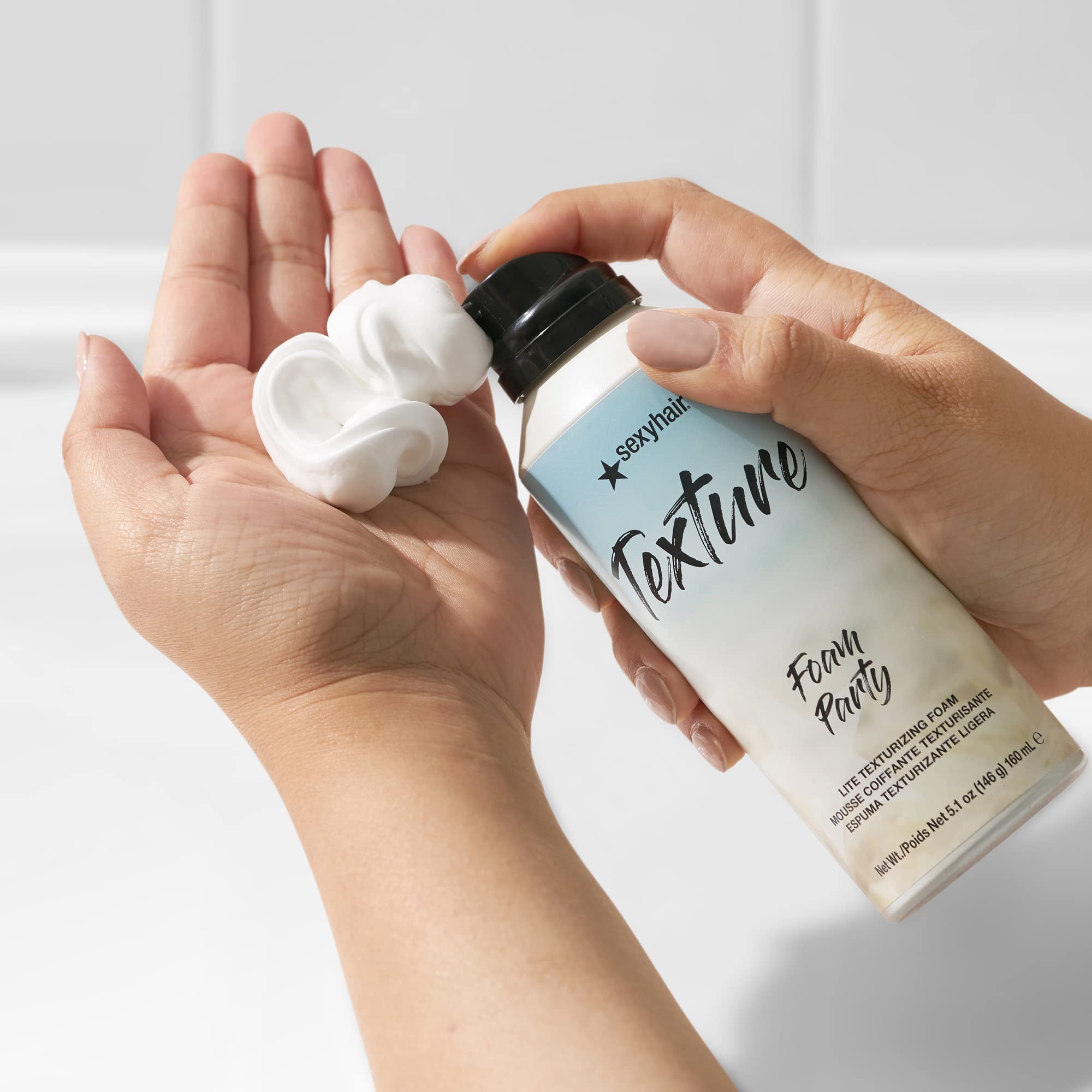 SEXYHAIR Texture Foam Party Lite Texturizing Foam, Coconut, 5.1 fl oz