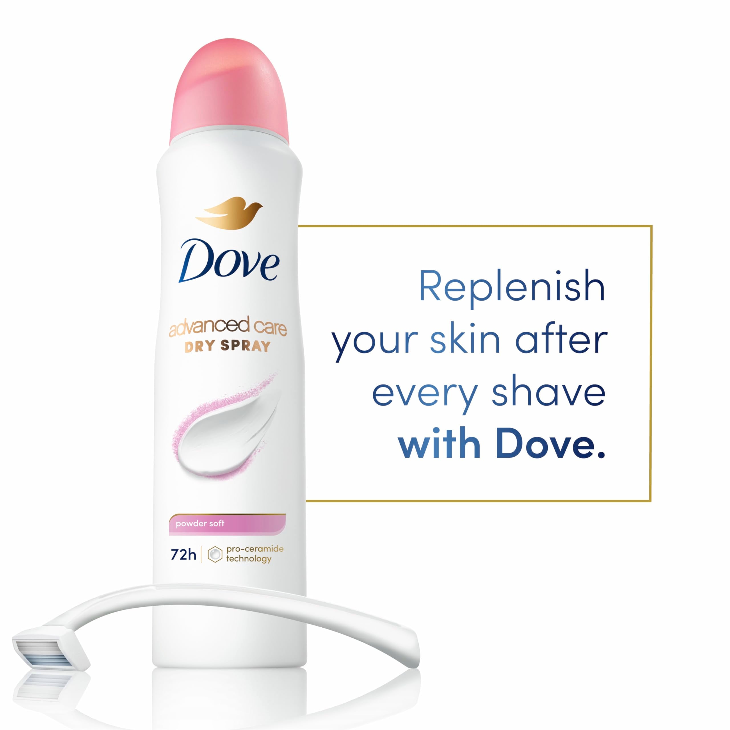 Dove Advanced Care Dry Spray Antiperspirant Deodorant for Women, Powder Soft, for 48 Hour Protection And Soft And Comfortable Underarms, 3.8 oz 3 Count