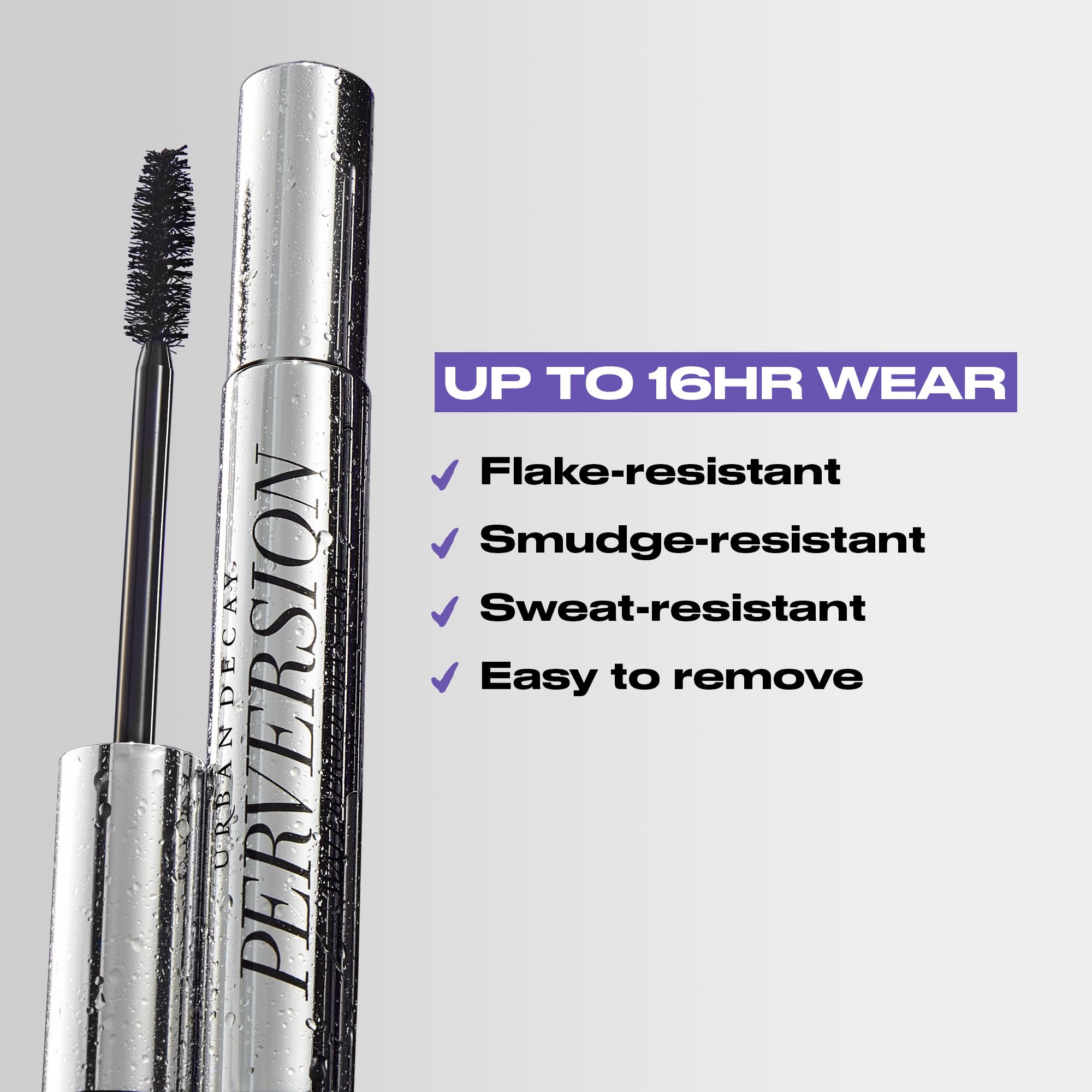Urban Decay Perversion Volumizing Waterproof Mascara, Black Lengthening Mascara, Buildable Lash Volume & Length, Nourishing Proteins & Amino Acids, Cruelty-free, Paraben-free - 0.34 fl oz