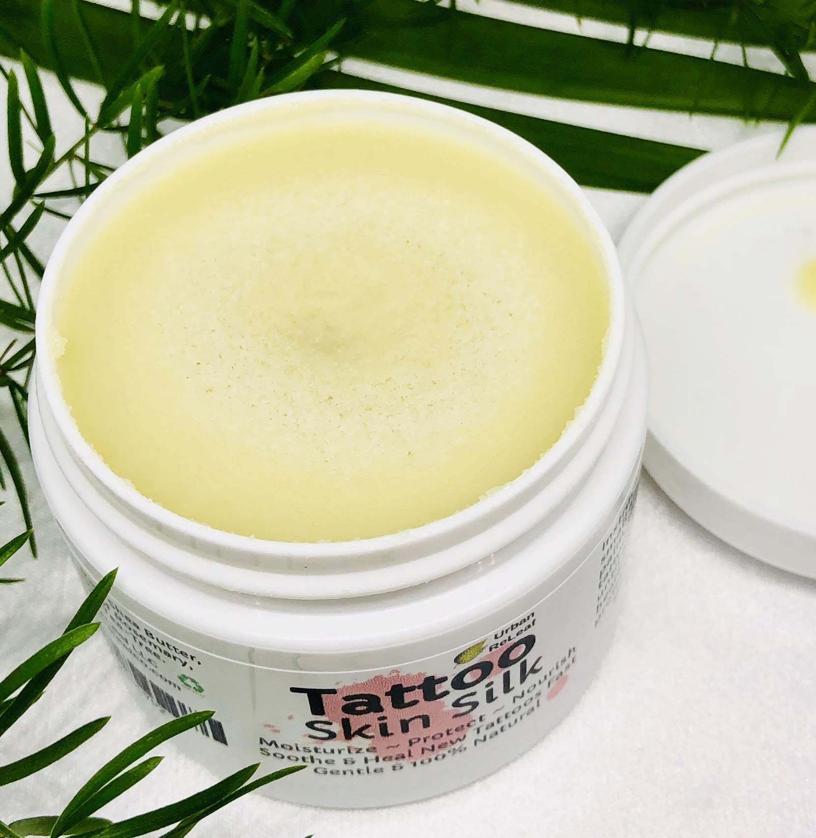 TATTOO SKIN SILK! Heal new tats fast! 100% NATURAL Rich Plant Butters. Balm Goo Ointment, 2 oz Cream Lotion Abrasions PROTECT! Earth's Finest Ingredients! Vegan. Feed your skin... rub it in! Organic Shea Butter, Coconut & Olive Oil, Soywax, Rosemary,