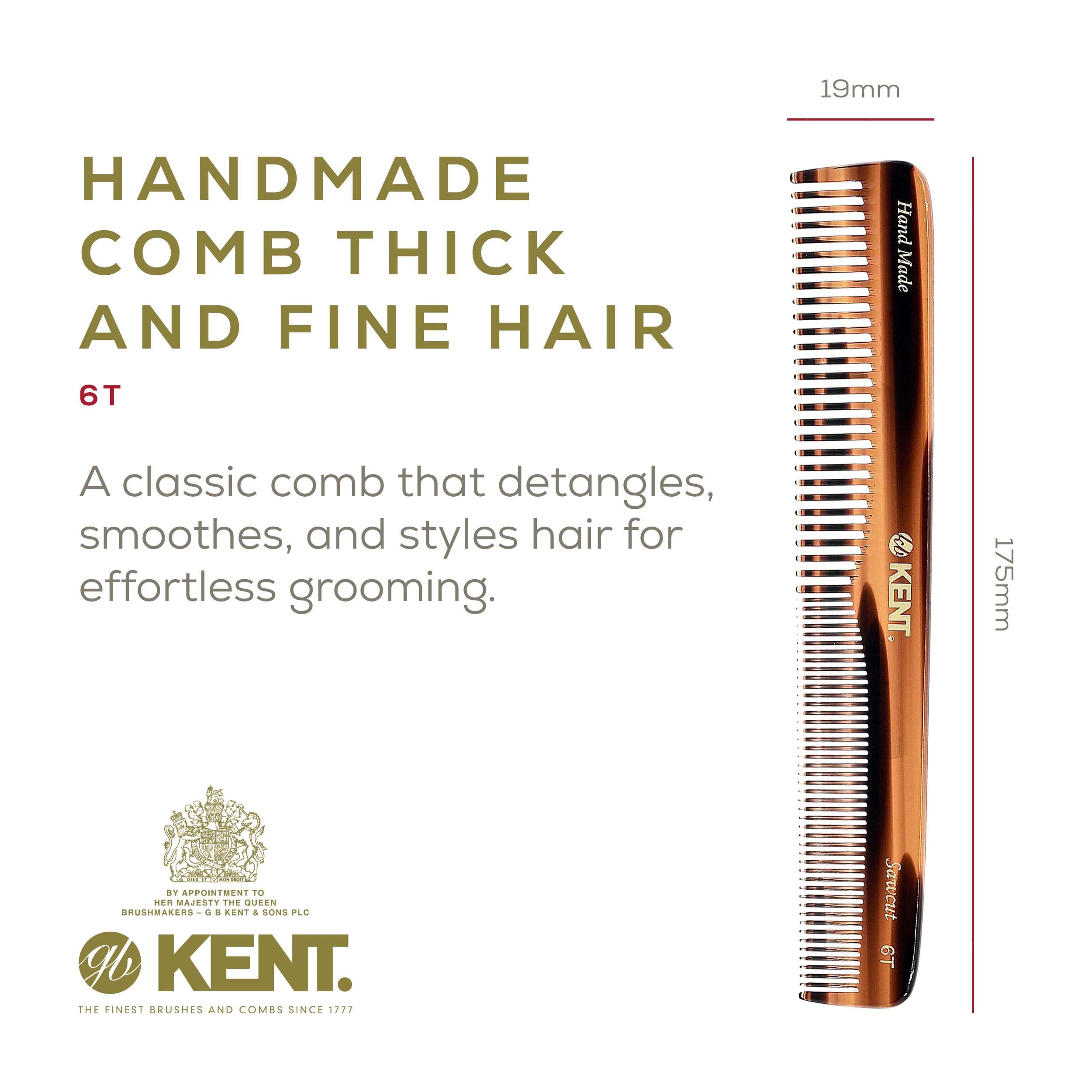 Kent Authentic Handmade Dressing Table Comb, Dark Brown, 175mm