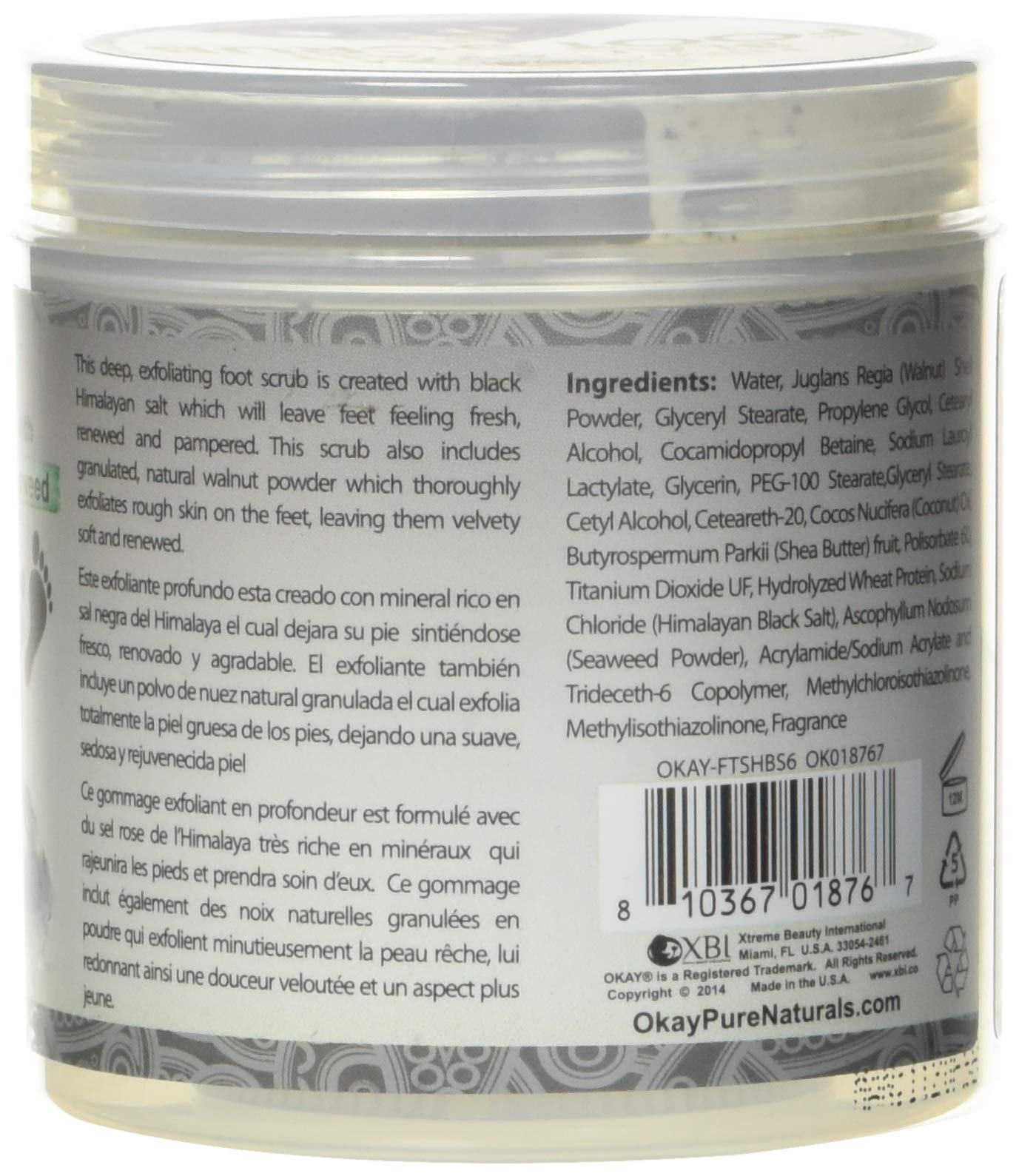 OKAY Himalayan Black Salt with Seaweed Foot Scrub, 6 Ounce