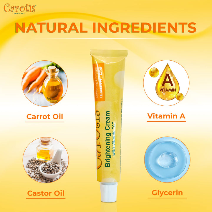CAROTÏS Skin Brightening Cream - 1 fl oz / 30 ml - Brightening Cream For Face, Body, Hands, Elbows, Knuckles