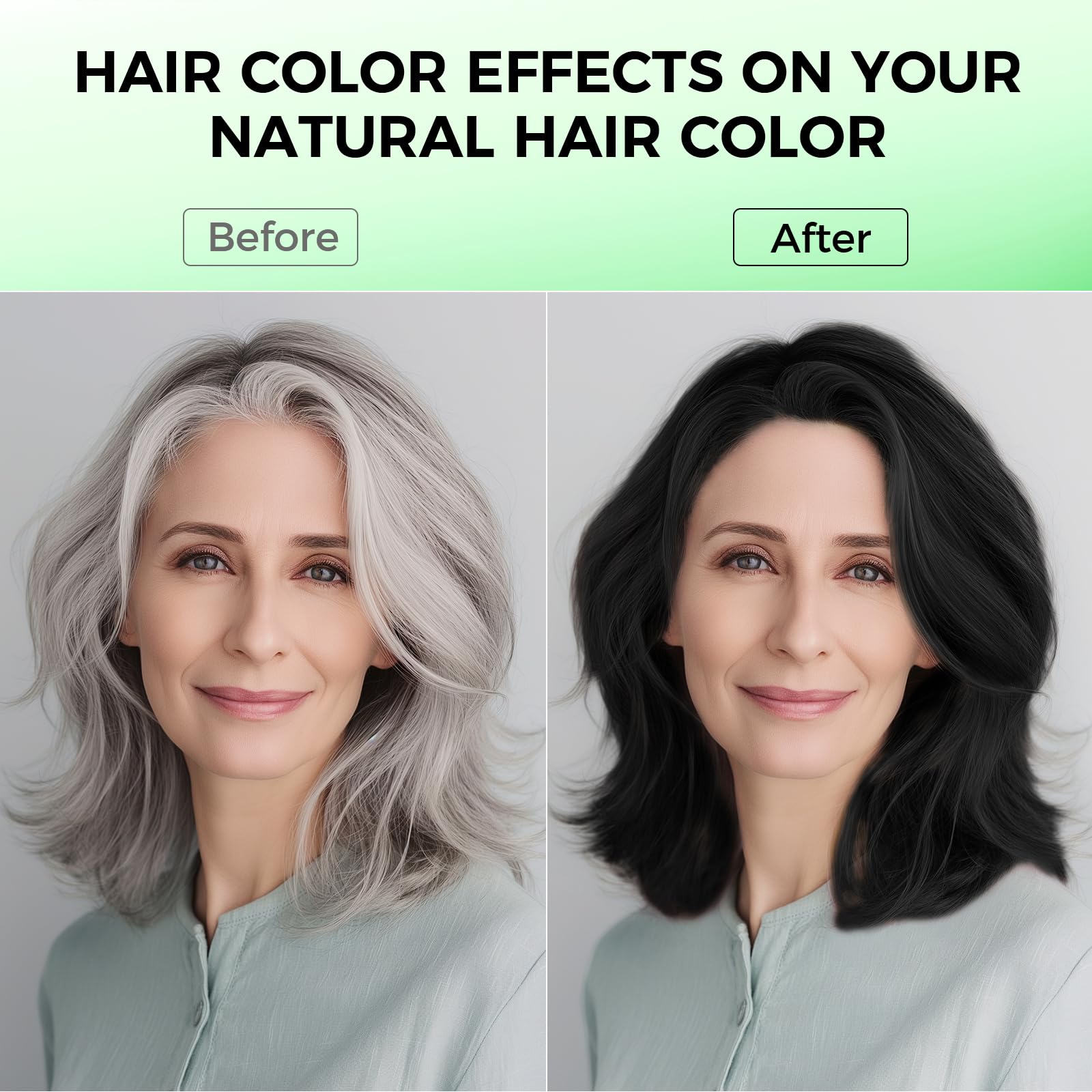 BELEZALIB Black Hair Dye Shampoo for Woman & Man, Argan Hair Color Shampoo 3 in 1, Semi-Permanent Gray Hair Coverage, Mild Formula, Lasts 30 Days(16.90 oz)