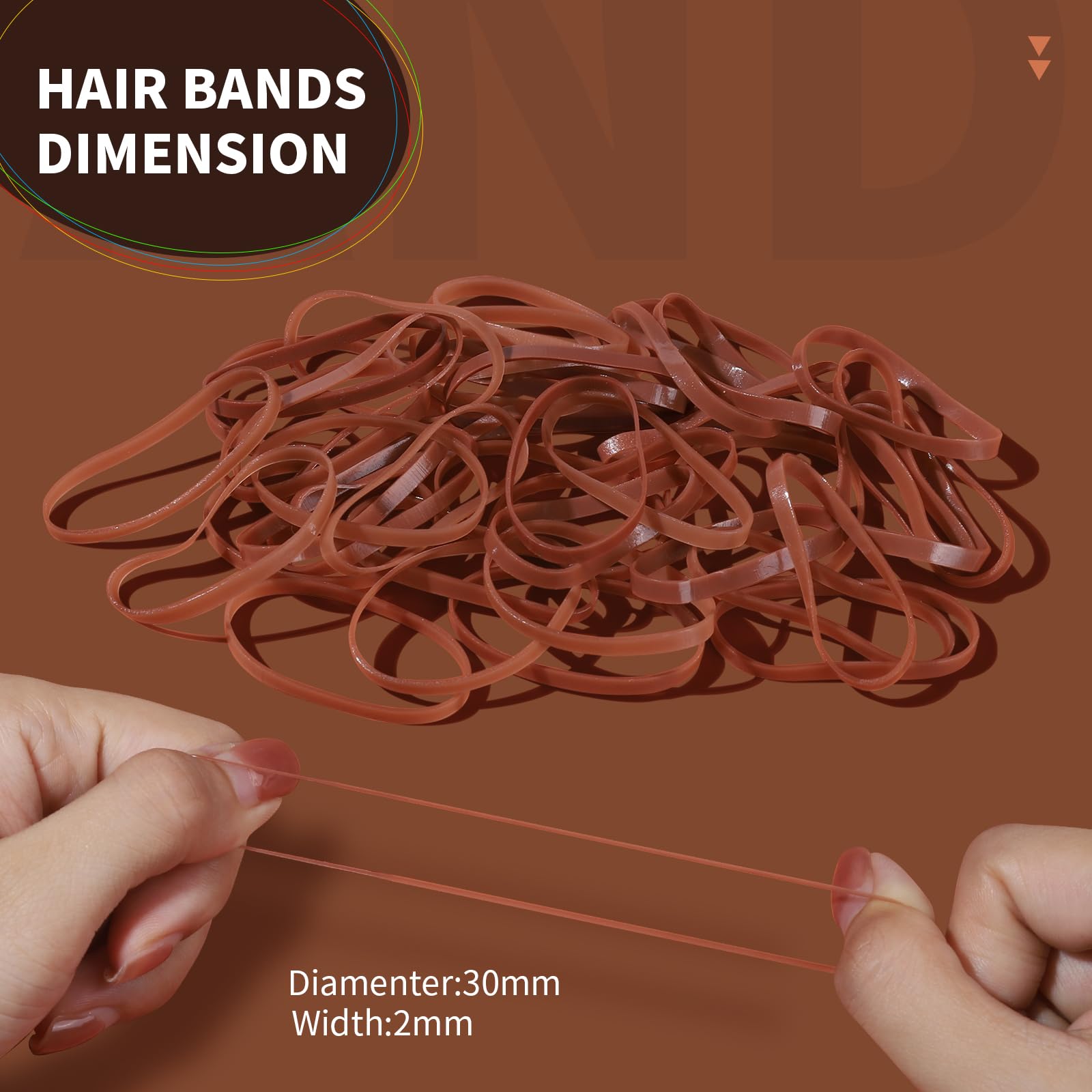 Teenitor Elastic Hair Bands, Small Hair Ties, 2000pcs, Light Brown